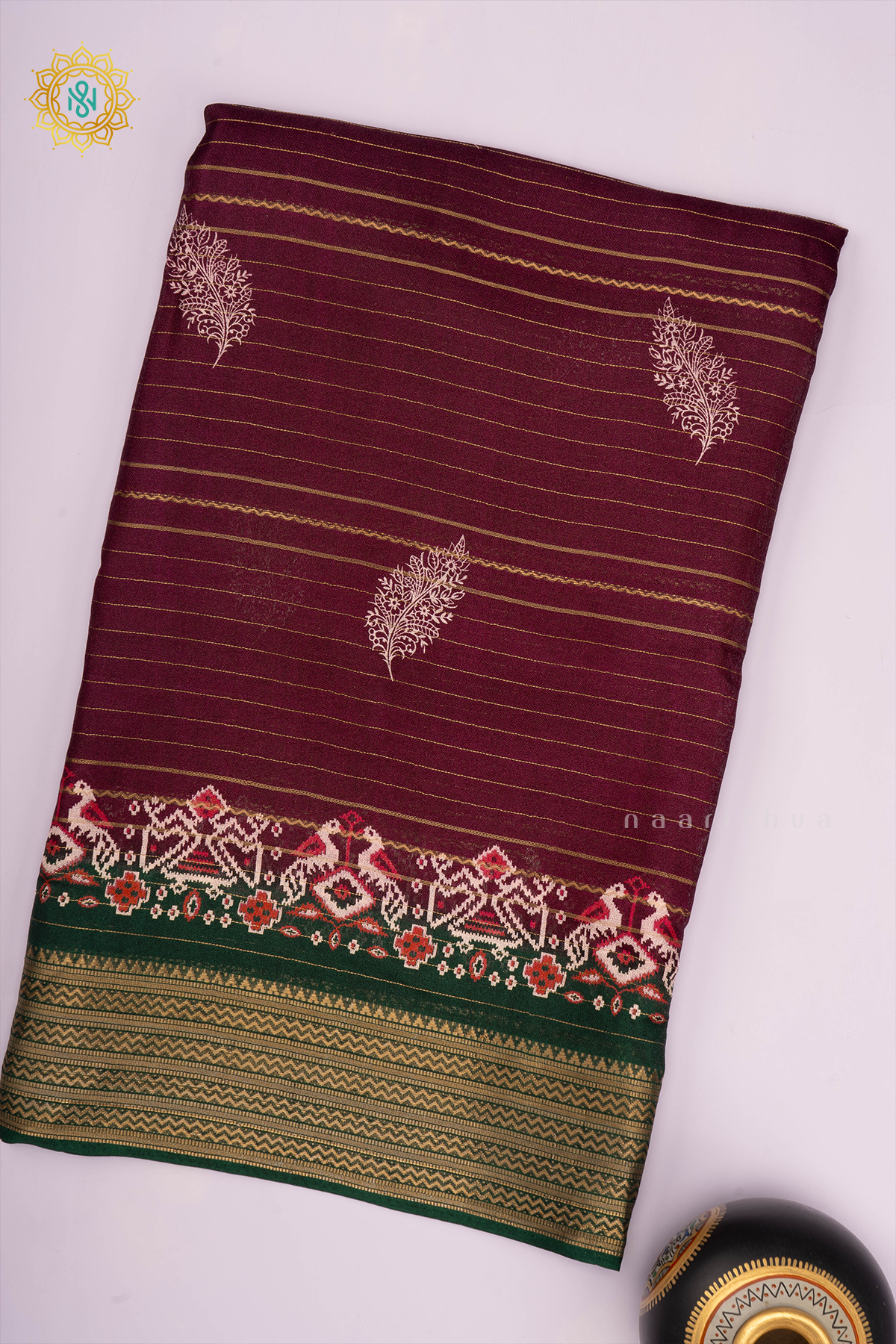 WINE WITH GREEN - SEMI GEORGETTE