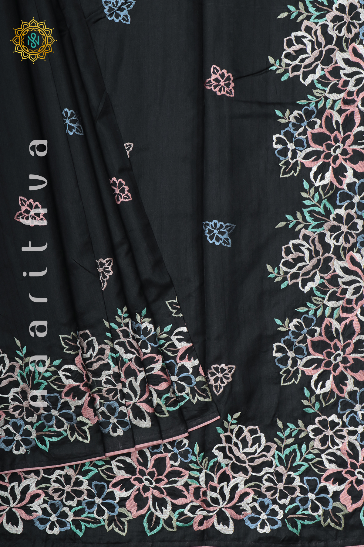 BLACK - SEMI TUSSAR SILK
