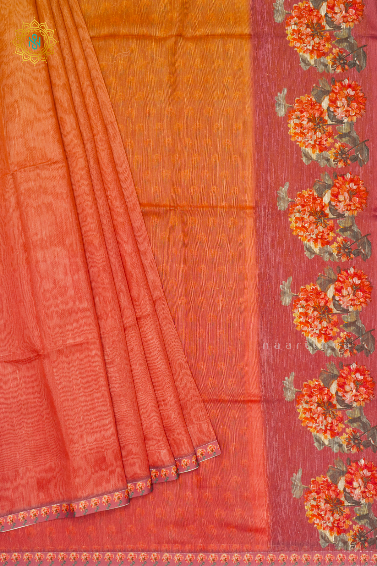 DUAL SHADE OF PEACHISH ORANGE - LINEN BY COTTON