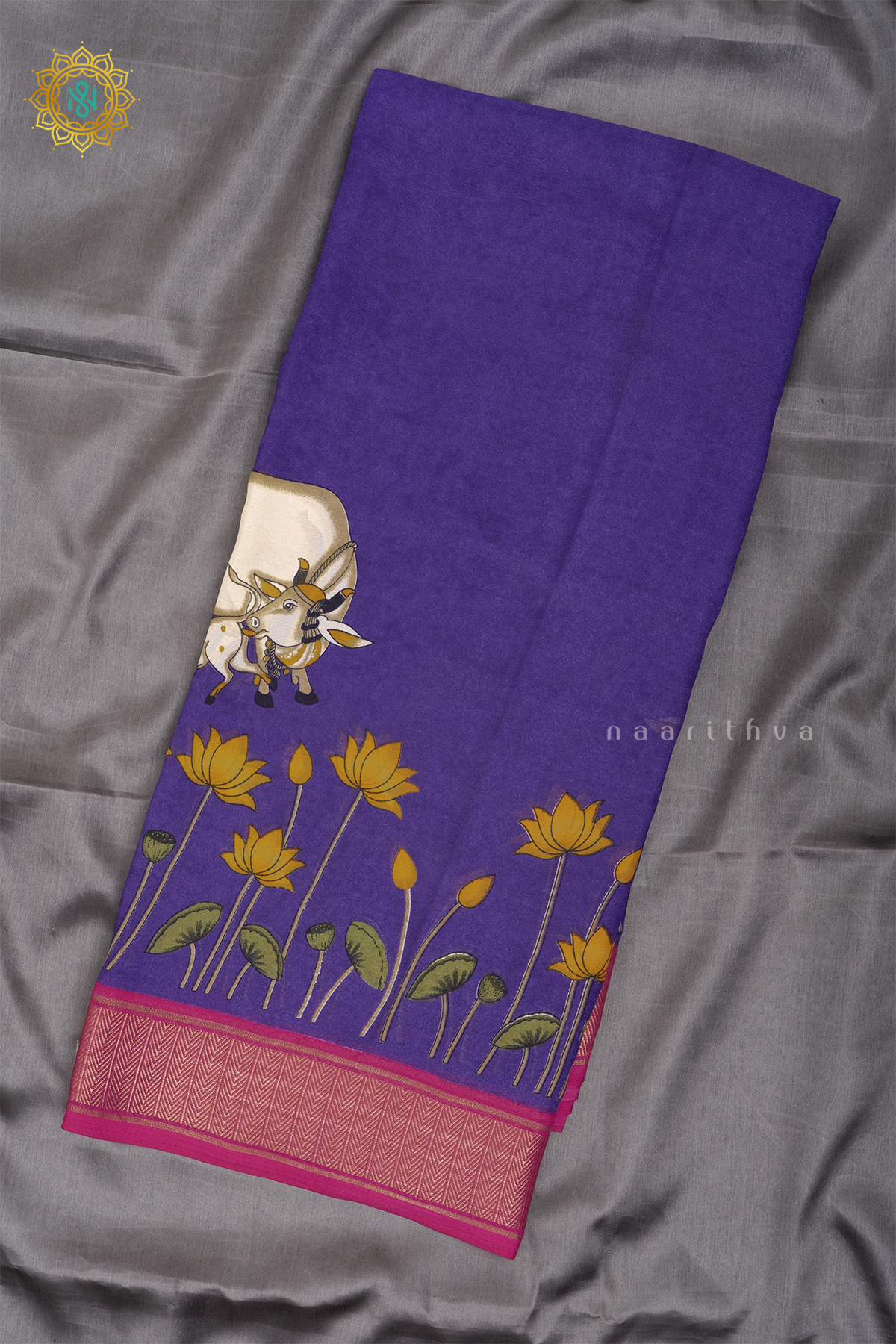 PURPLE WITH PINK - SEMI GEORGETTE