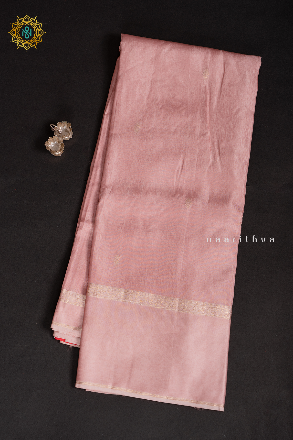PEACH WITH REDDISH PINK - SEMI CREPE SILK
