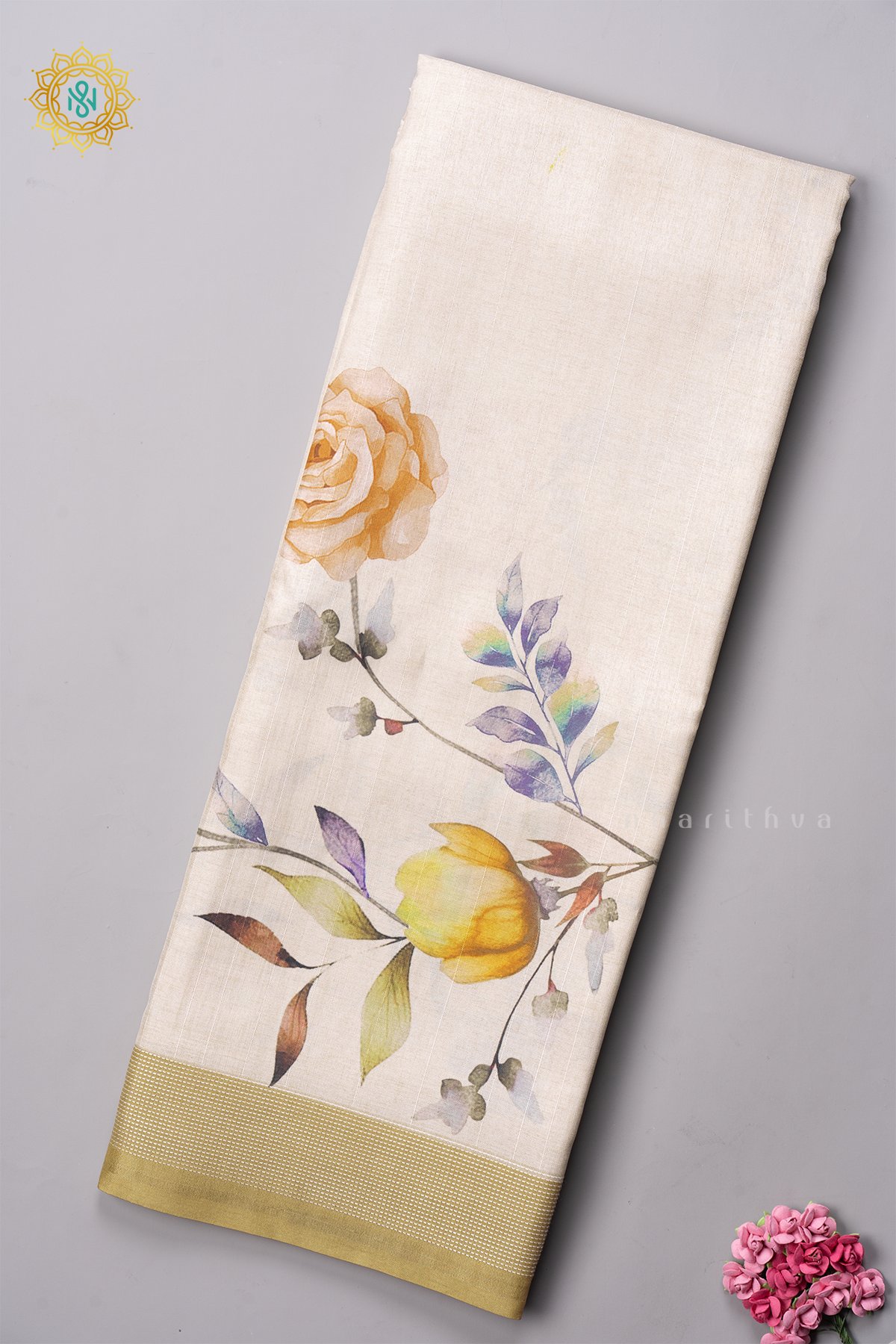 OFF WHITE WITH LEMON YELLOW - KOTHA TUSSAR