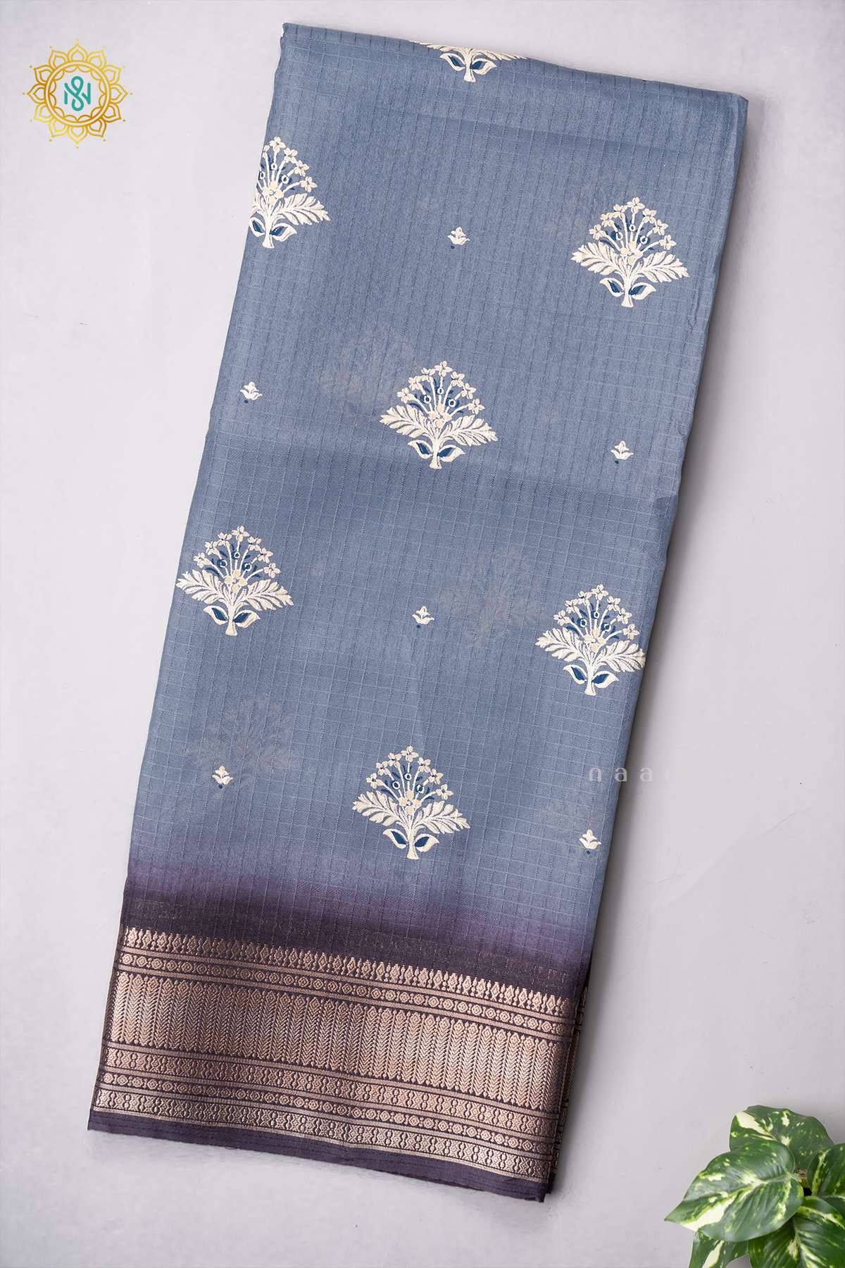 AQUA BLUE WITH BLACK - DOLA SILK