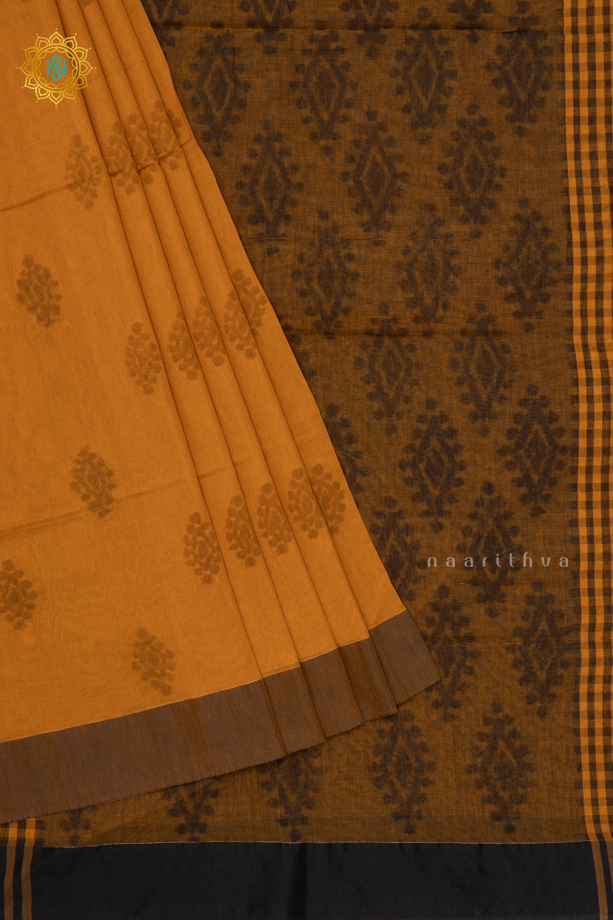 MUSTARD WITH BLACK - MUL COTTON