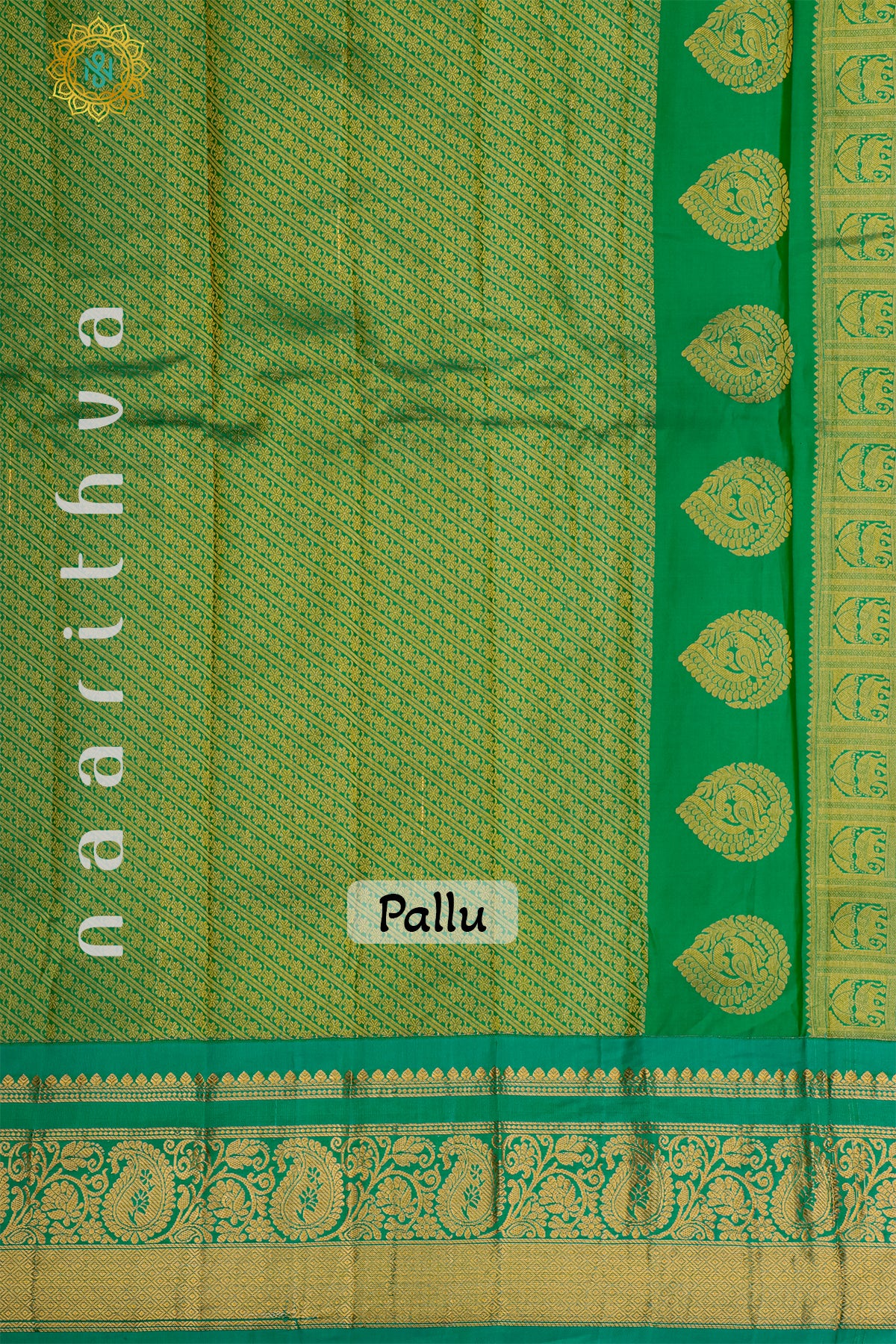 RED WITH GREEN - PURE GADWAL SILK