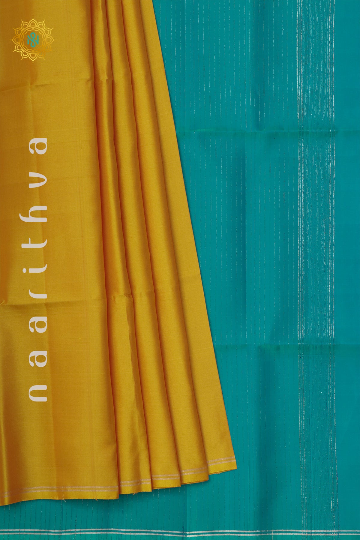 YELLOW WITH SKY BLUE - PURE KANJIVARAM SOFT SILK