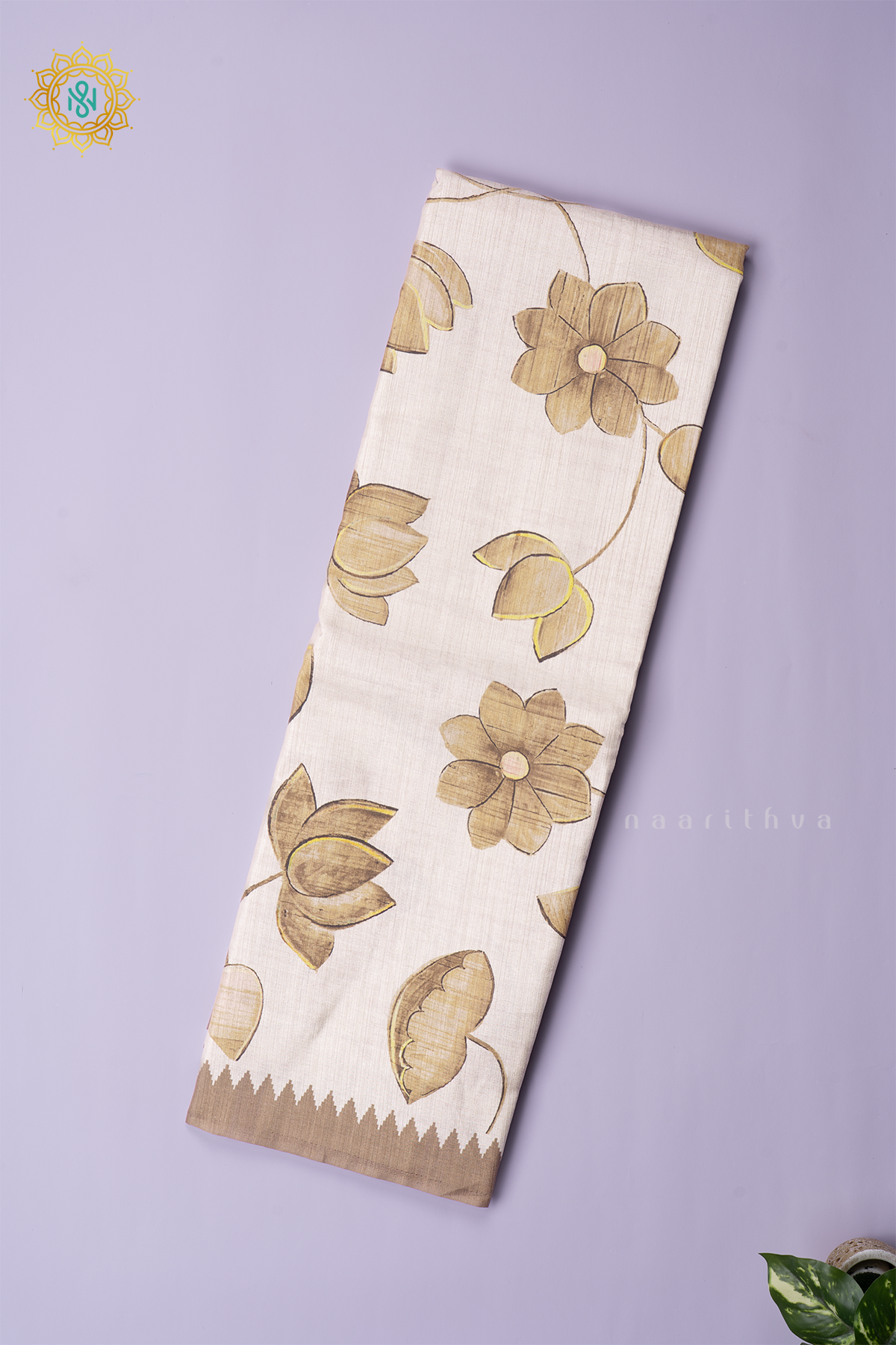 OFF WHITE WITH MUSTARD - SEMI TUSSAR SILK