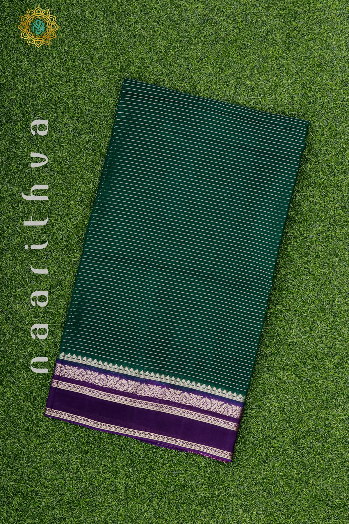 BOTTLE GREEN WITH NAVY BLUE - DOLA SILK
