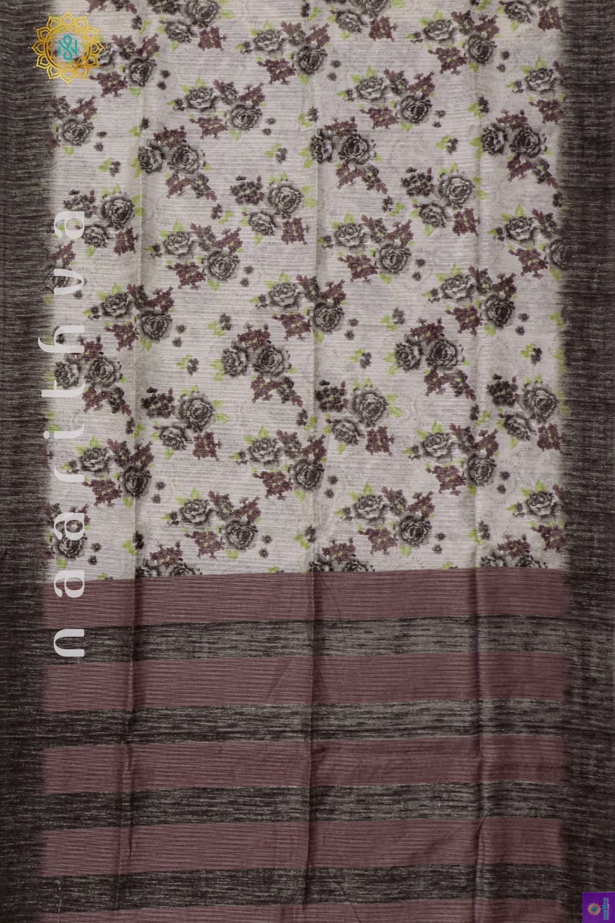 WHITE WITH GREY - JUTE COTTON