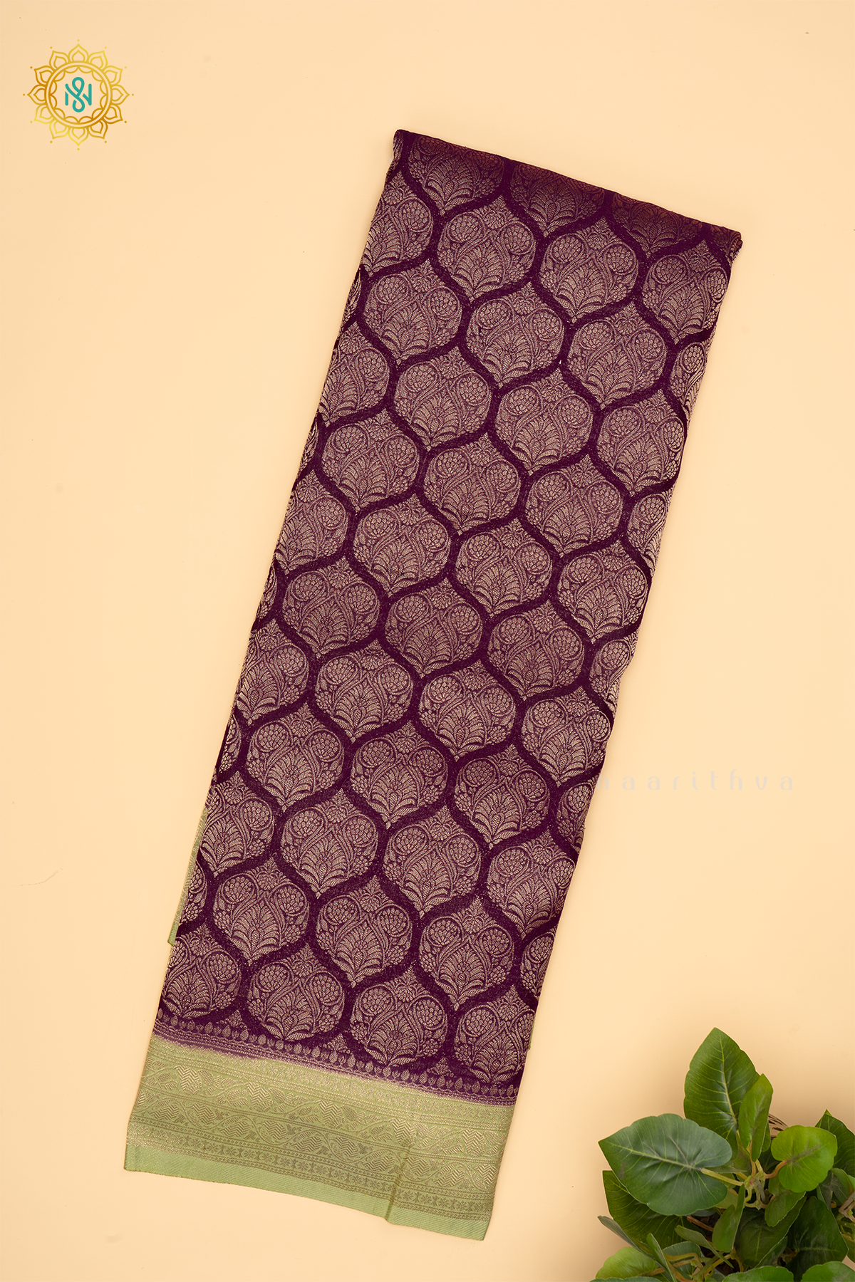 WINE WITH PISTA GREEN - SEMI CHIFFON GEORGETTE