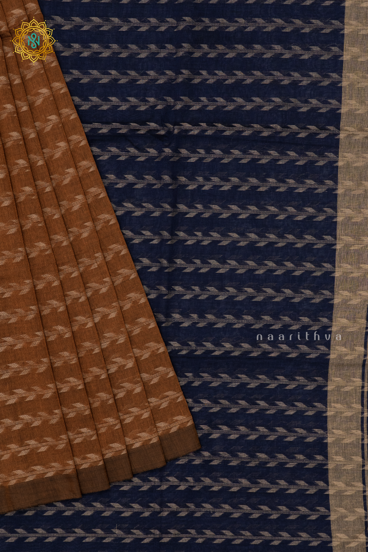 MUSTARD WITH NAVY BLUE - MUL COTTON