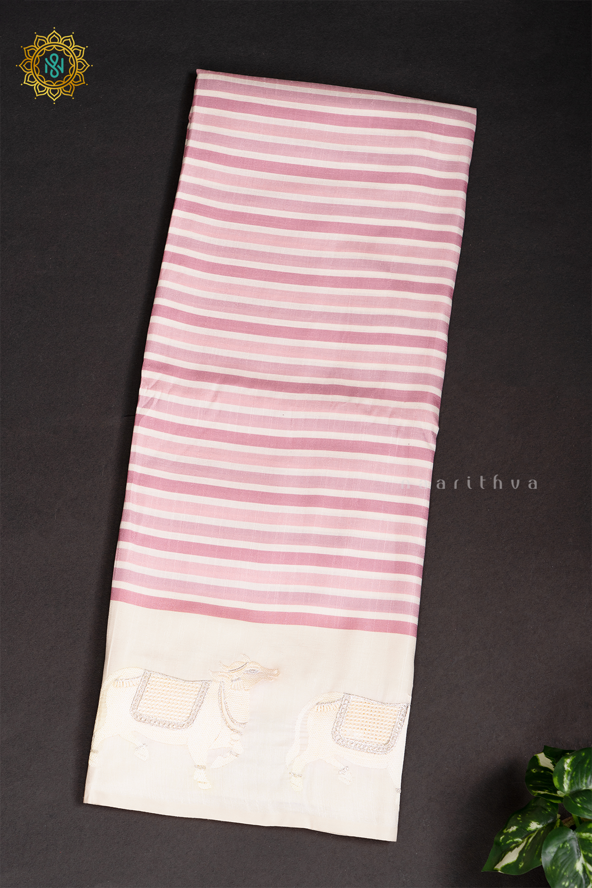 PEACHISH PINK WITH OFF WHITE - MOONGA TUSSAR