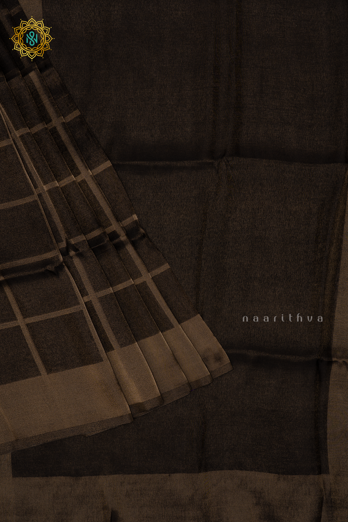 Black Semi Tissue Saree With Plain Tissue Body And Border