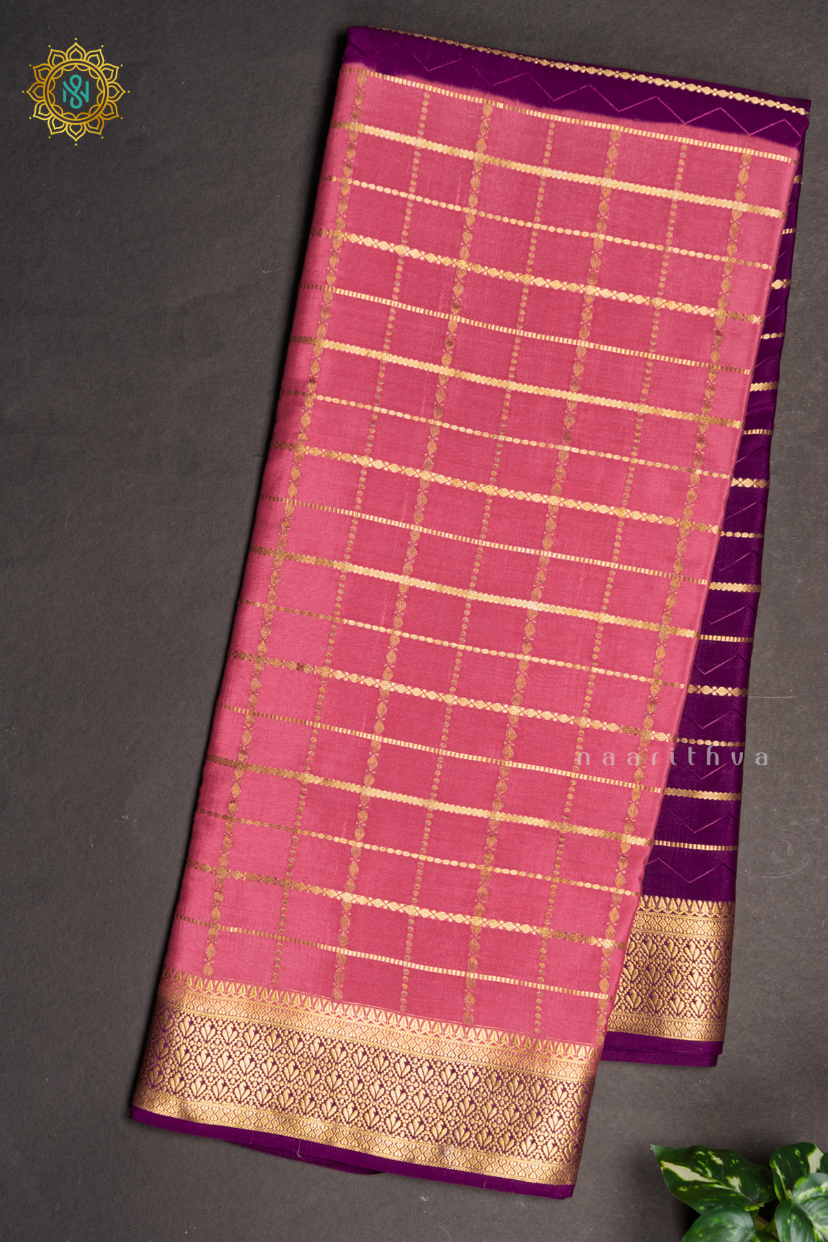 PEACH WITH WINE - PURE MYSORE CREPE SILK