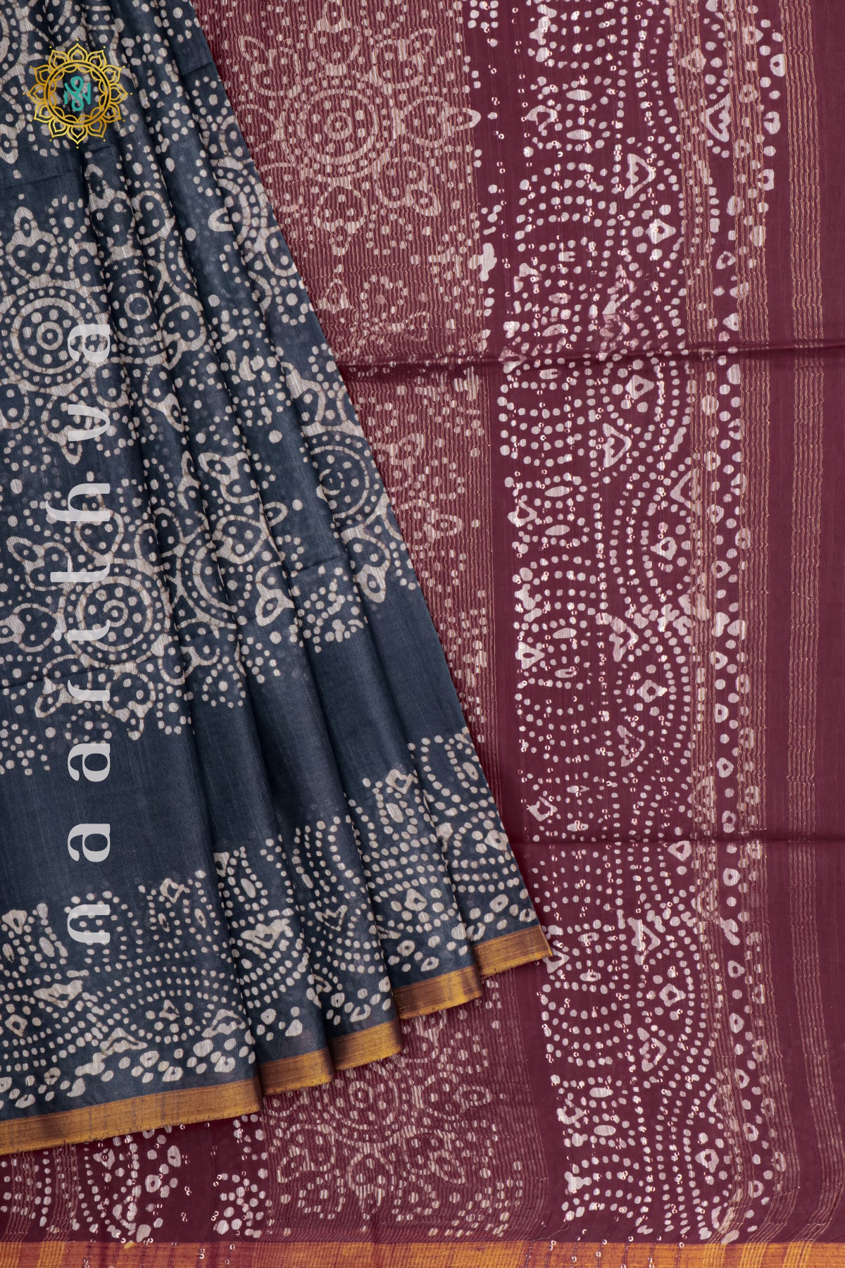 GREY WITH MAROON - SLUB COTTON