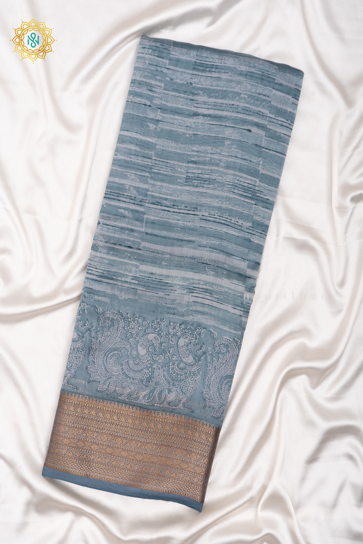 AQUA BLUE -CHANDERI SILK COTTON