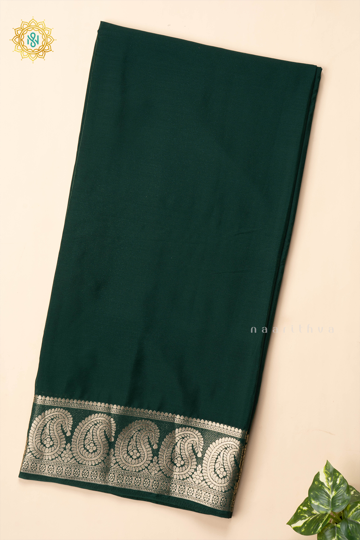 BOTTLE GREEN - SEMI MYSORE CREPE SILK