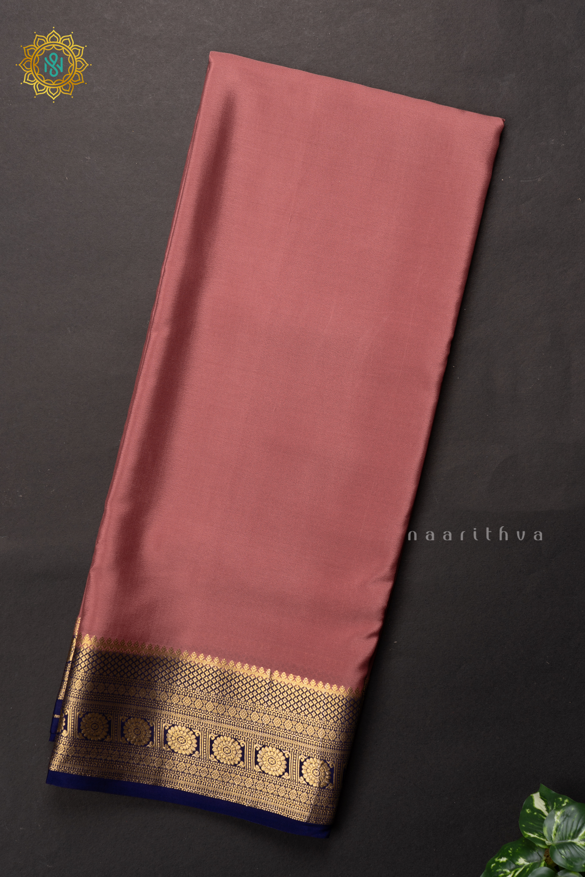 ONION PINK WITH BLUE - PURE MYSORE CREPE SILK