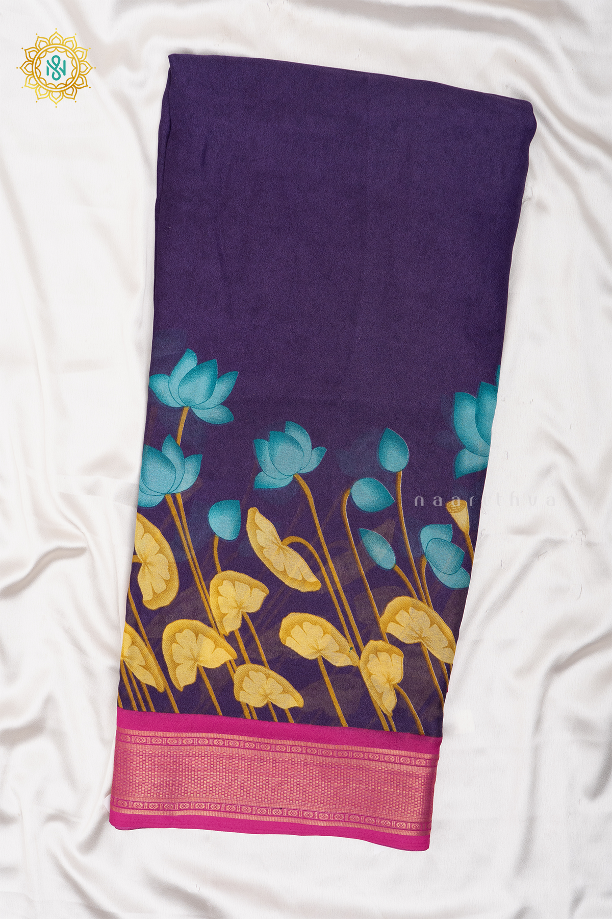 PURPLE WITH PINK - SEMI GEORGETTE