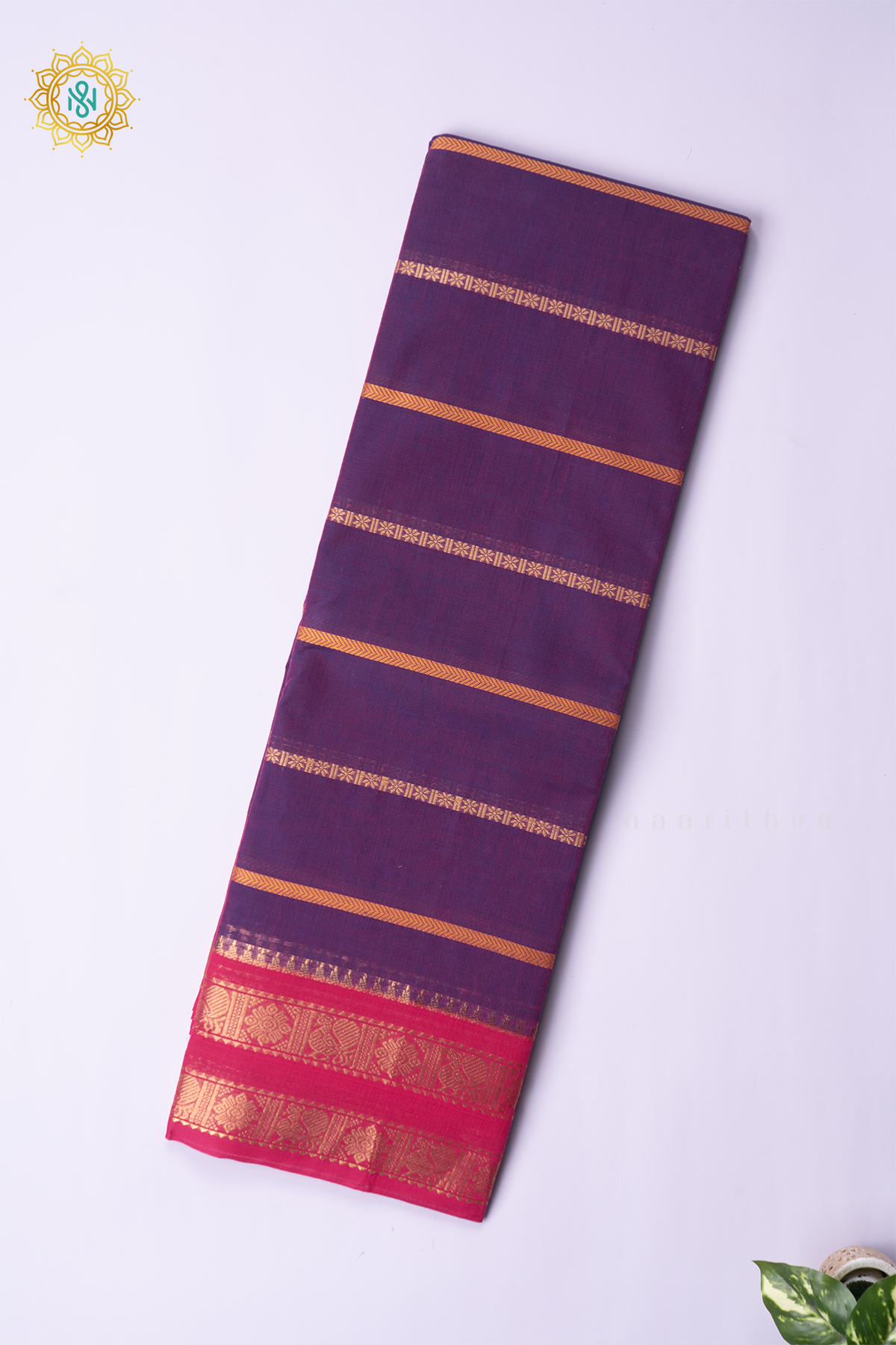 PURPLE WITH PINK - CHETTINAD COTTON