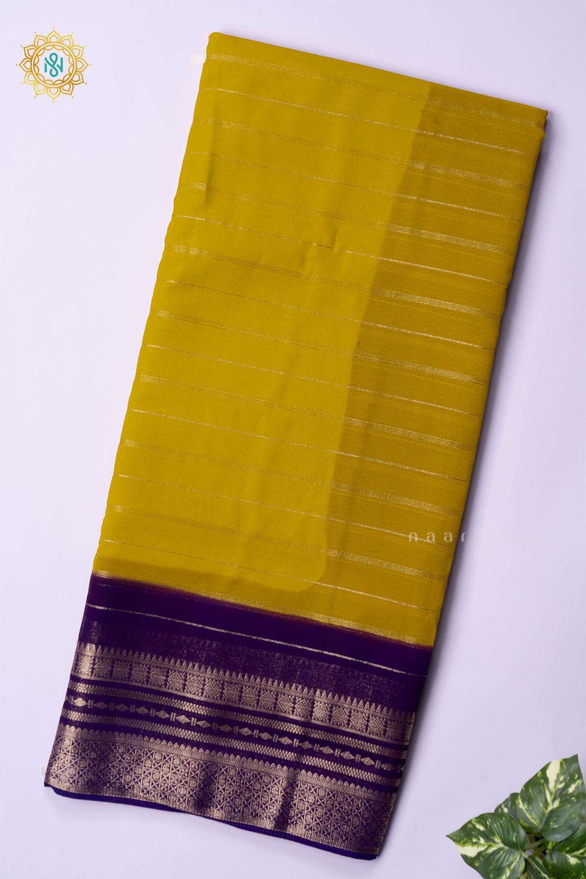 YELLOW WITH PURPLE - SEMI GEORGETTE