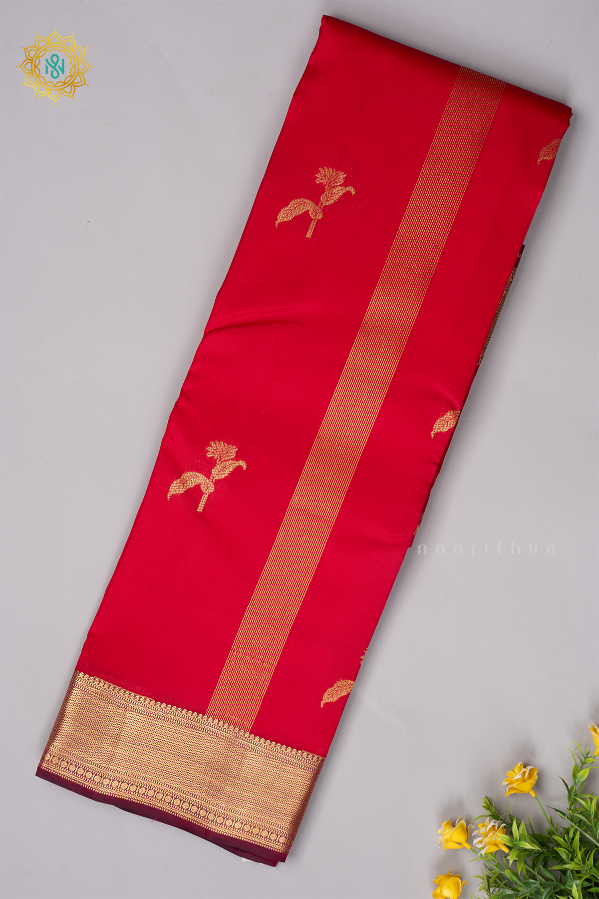 RED WITH WINE - KANJIVARAM PURE MIX