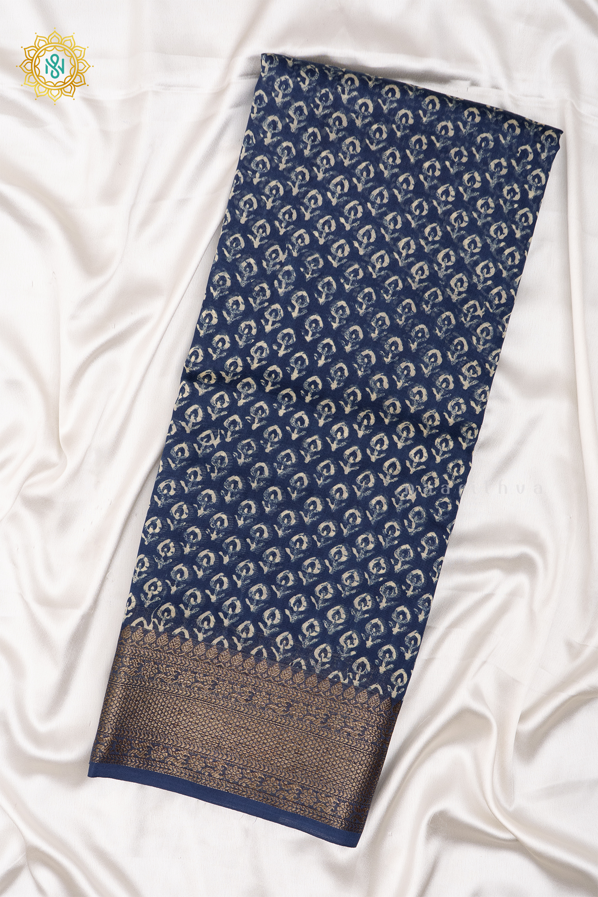 INDIGO WITH RED - CHANDERI SILK COTTON