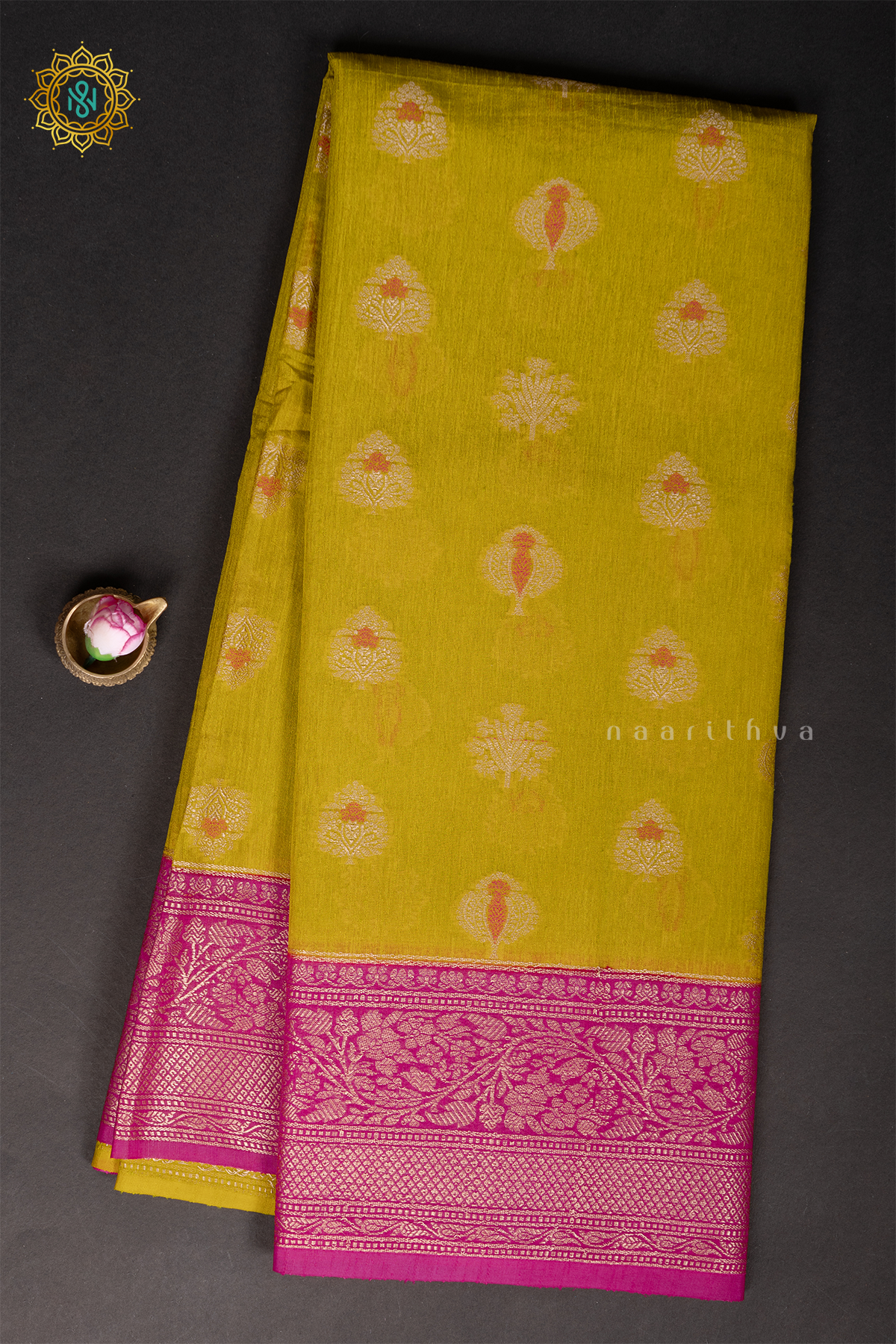 YELLOW WITH PINK - JUTE COTTON