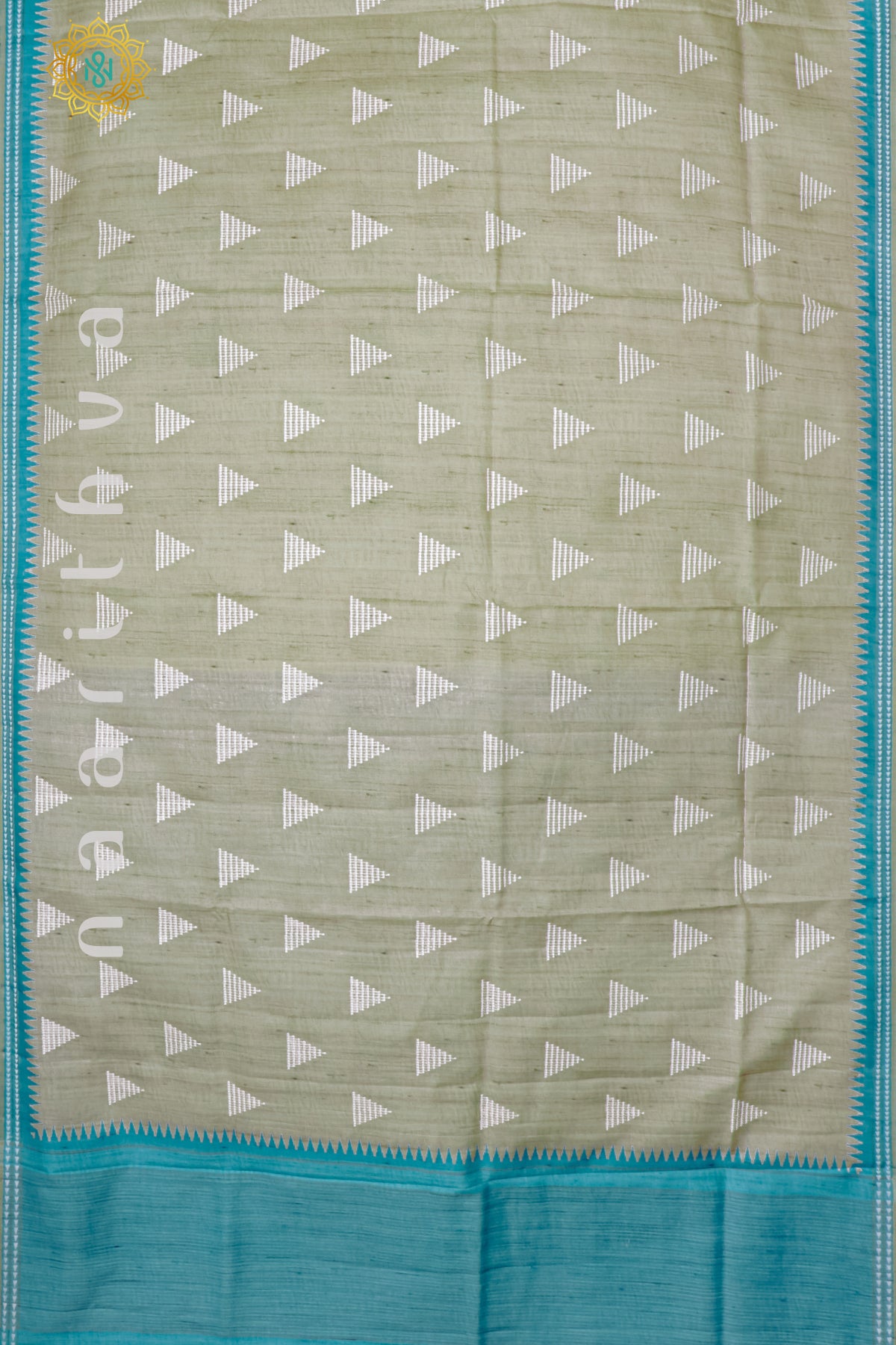 BIEGE WITH SKY BLUE - SEMI TUSSAR