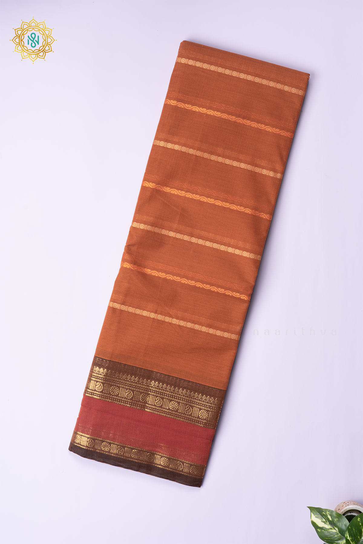 MUSTARD WITH BROWN - CHETTINAD COTTON