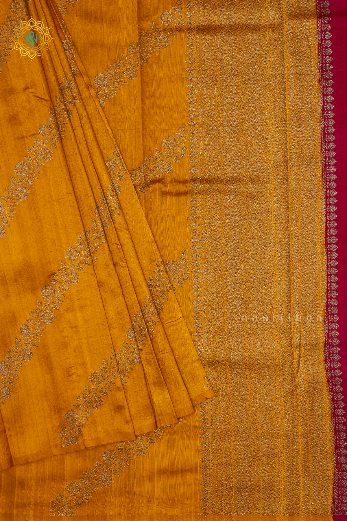 YELLOW WITH PINK - PURE BANRASI RAW SILK