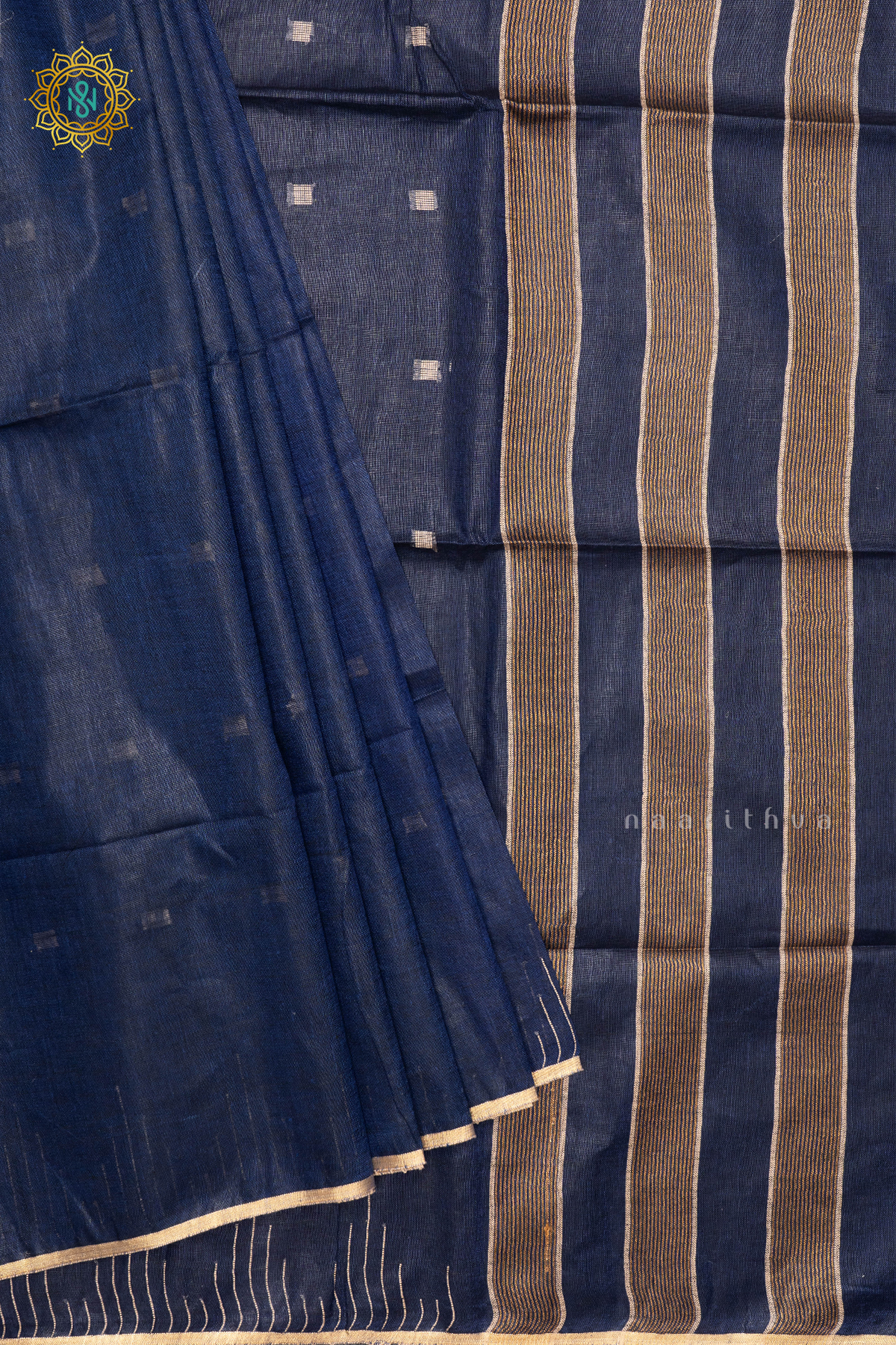 BLUE WITH BLACK - PURE LINEN