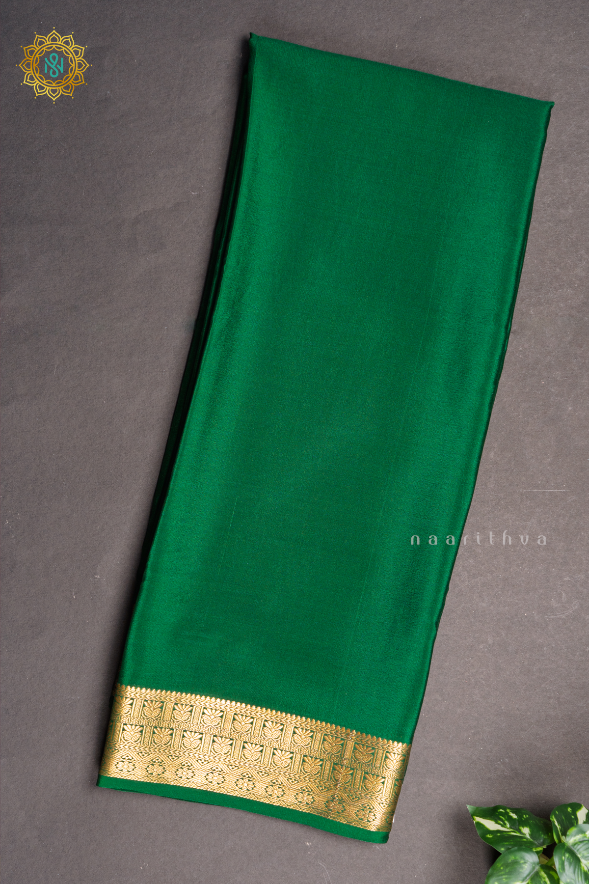 BOTTLE GREEN - PURE MYSORE CREPE SILK