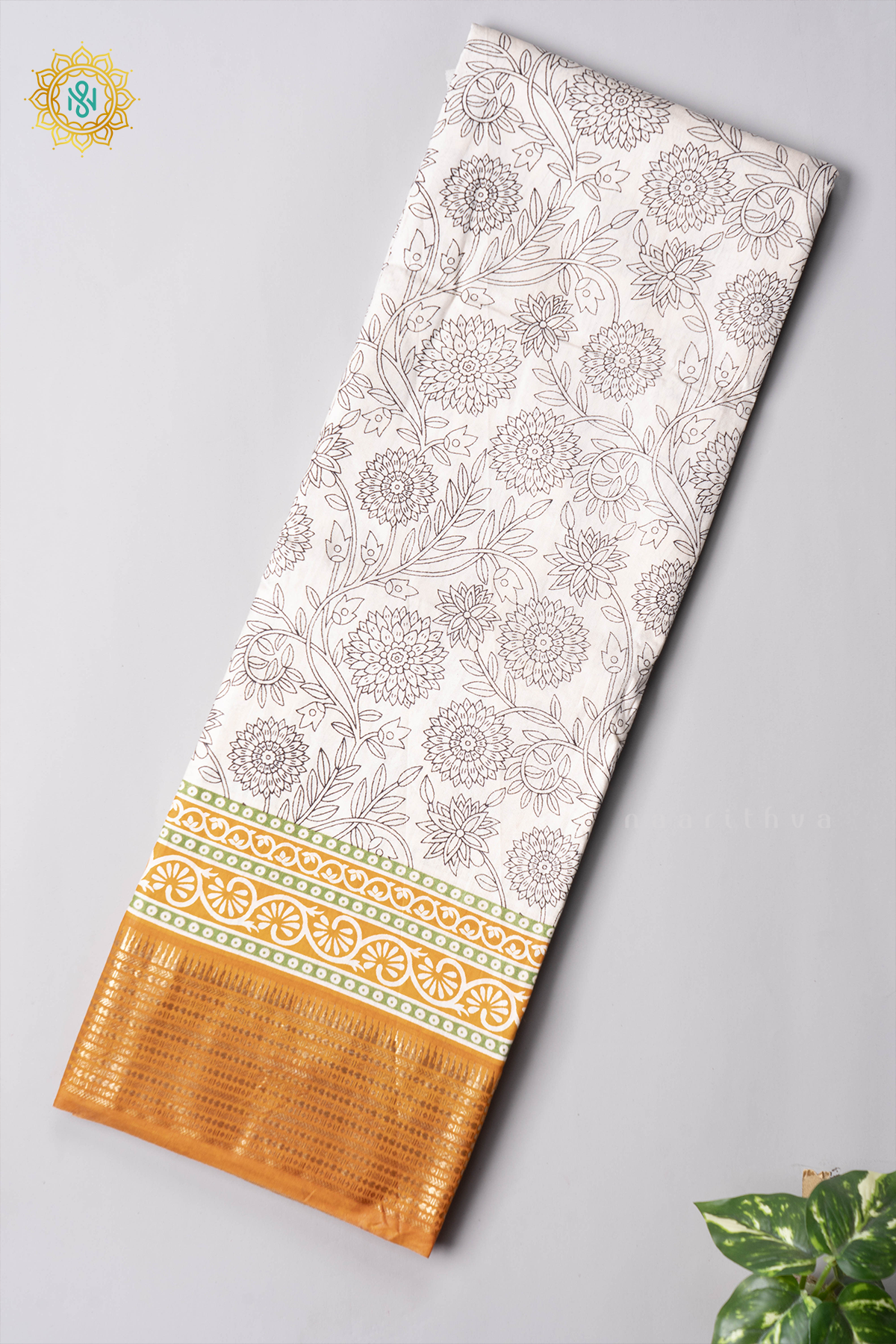 WHITE WITH YELLOW - VISCOSE COTTON