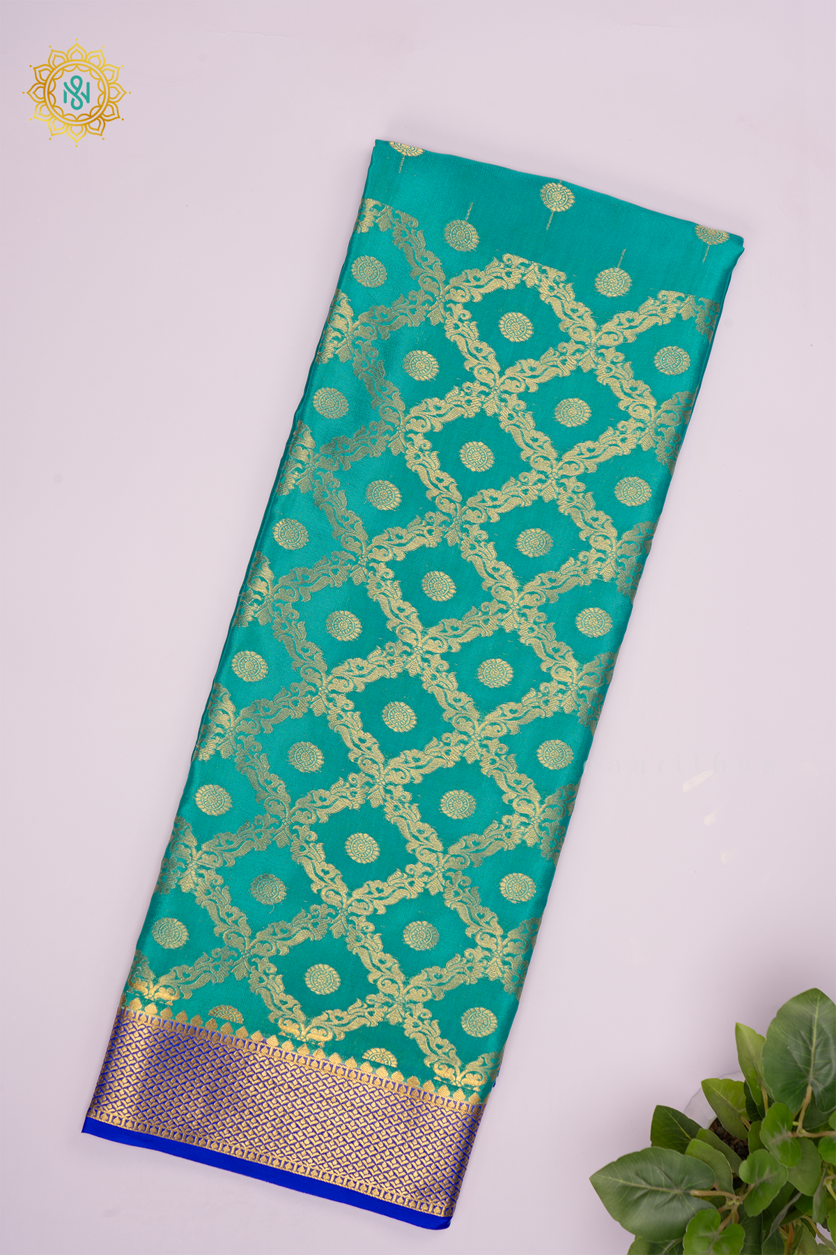 PEACOCK BLUE WITH ROYAL BLUE - PURE MYSORE CREPE SILK