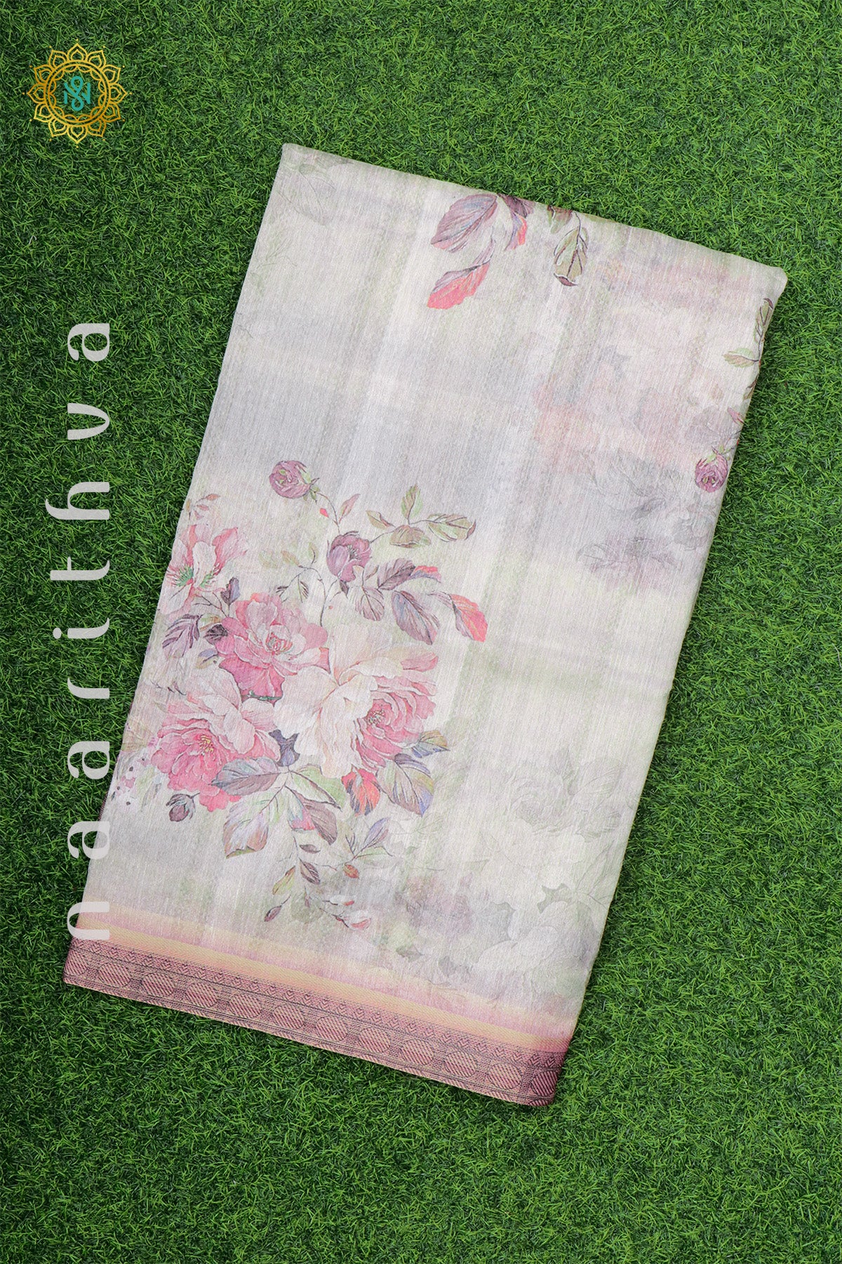 OFF WHITE WITH PINK - JUTE COTTON