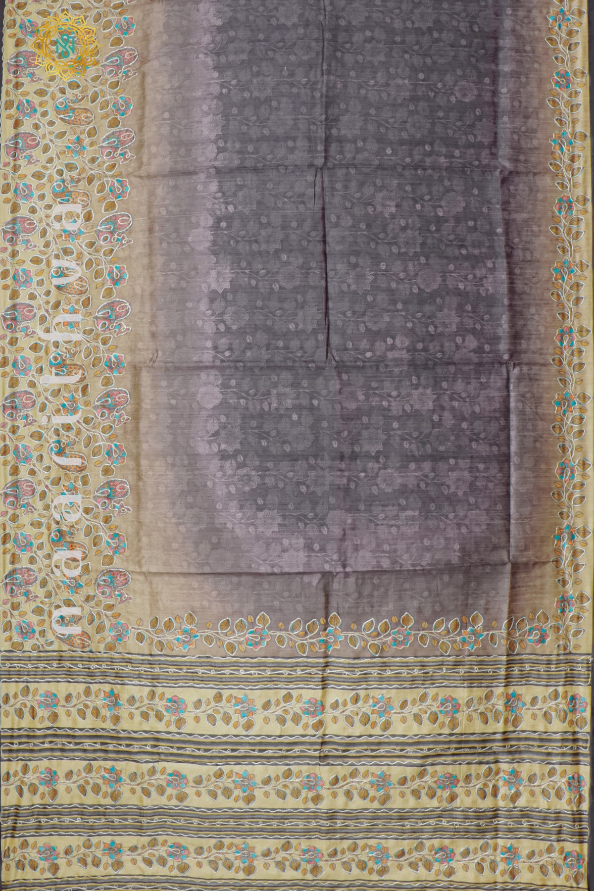 GREYISH BLACK - SEMI TUSSAR SILK
