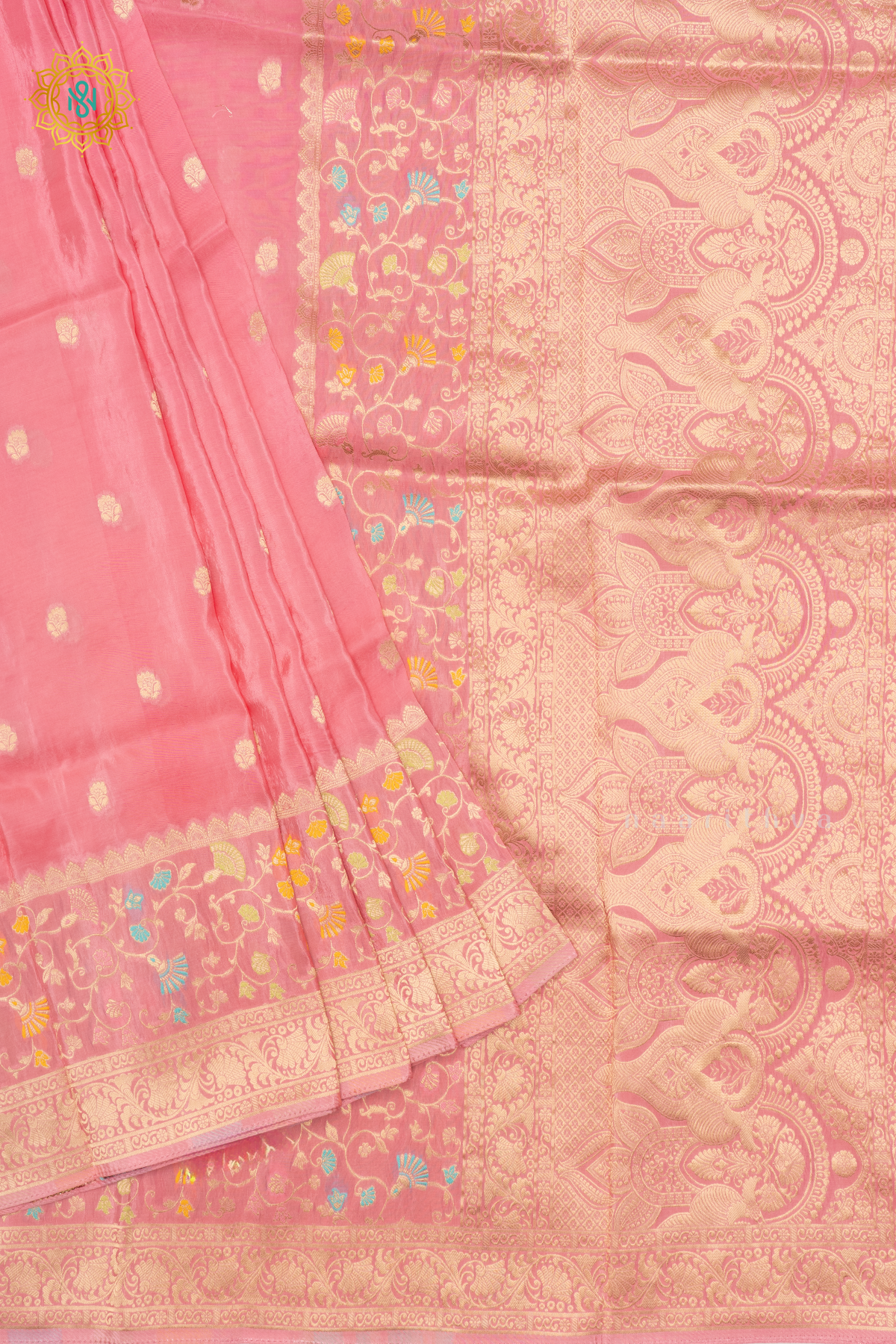 LIGHT PINK WITH RANI PINK - SATIN CREPE