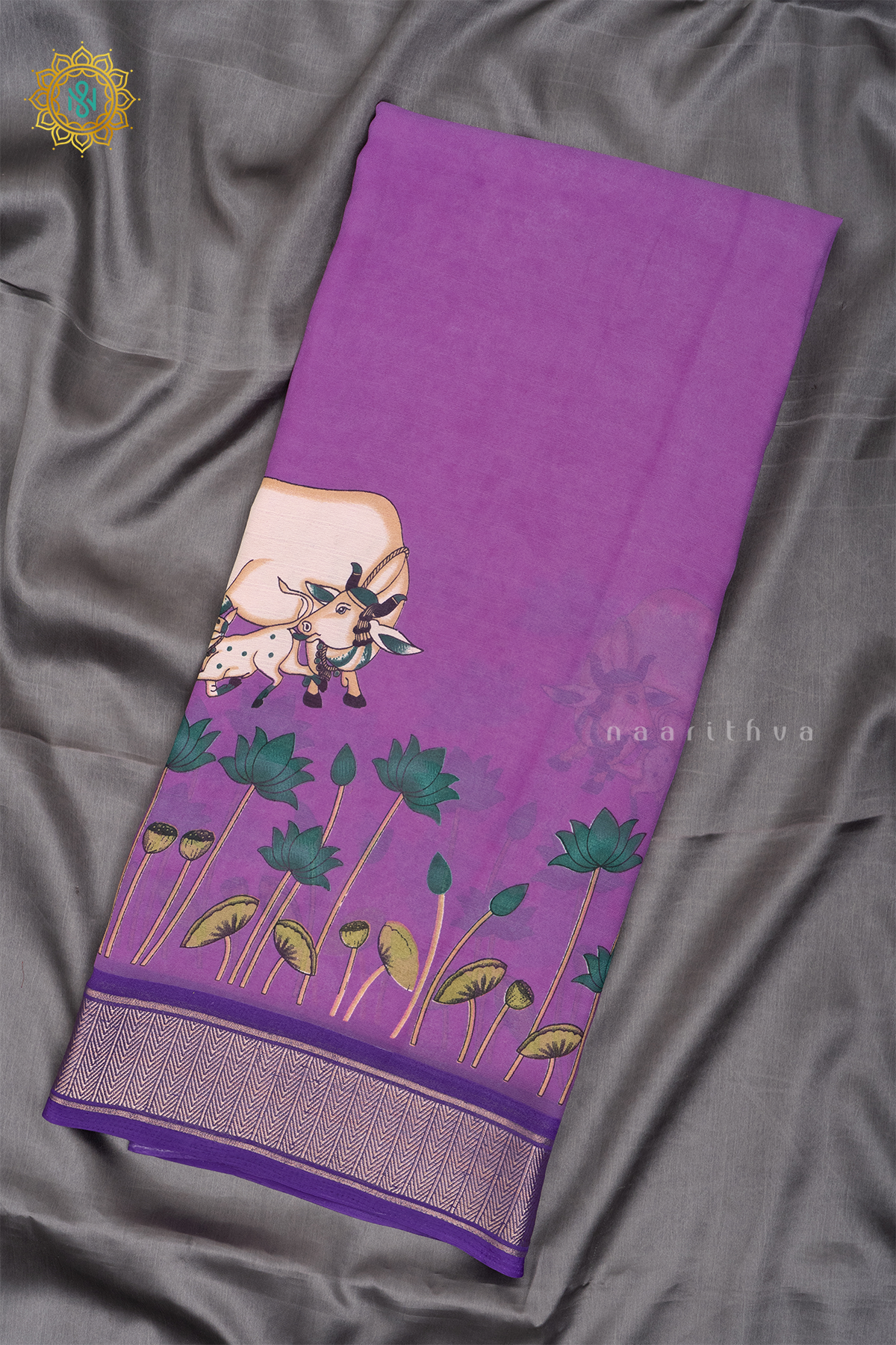 LAVENDER WITH PURPLE - SEMI GEORGETTE