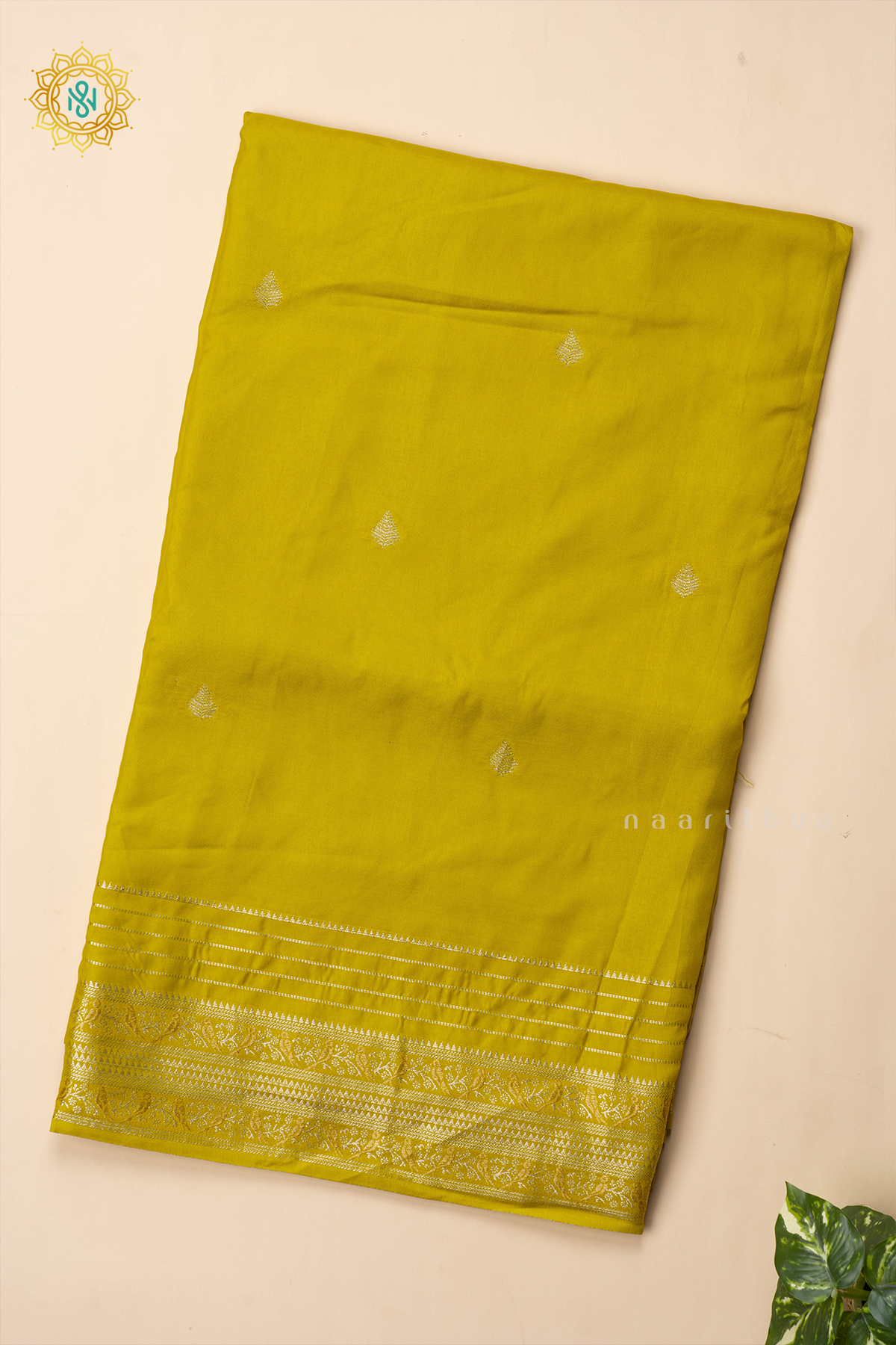 YELLOW WITH PURPLE - SEMI CREPE SILK