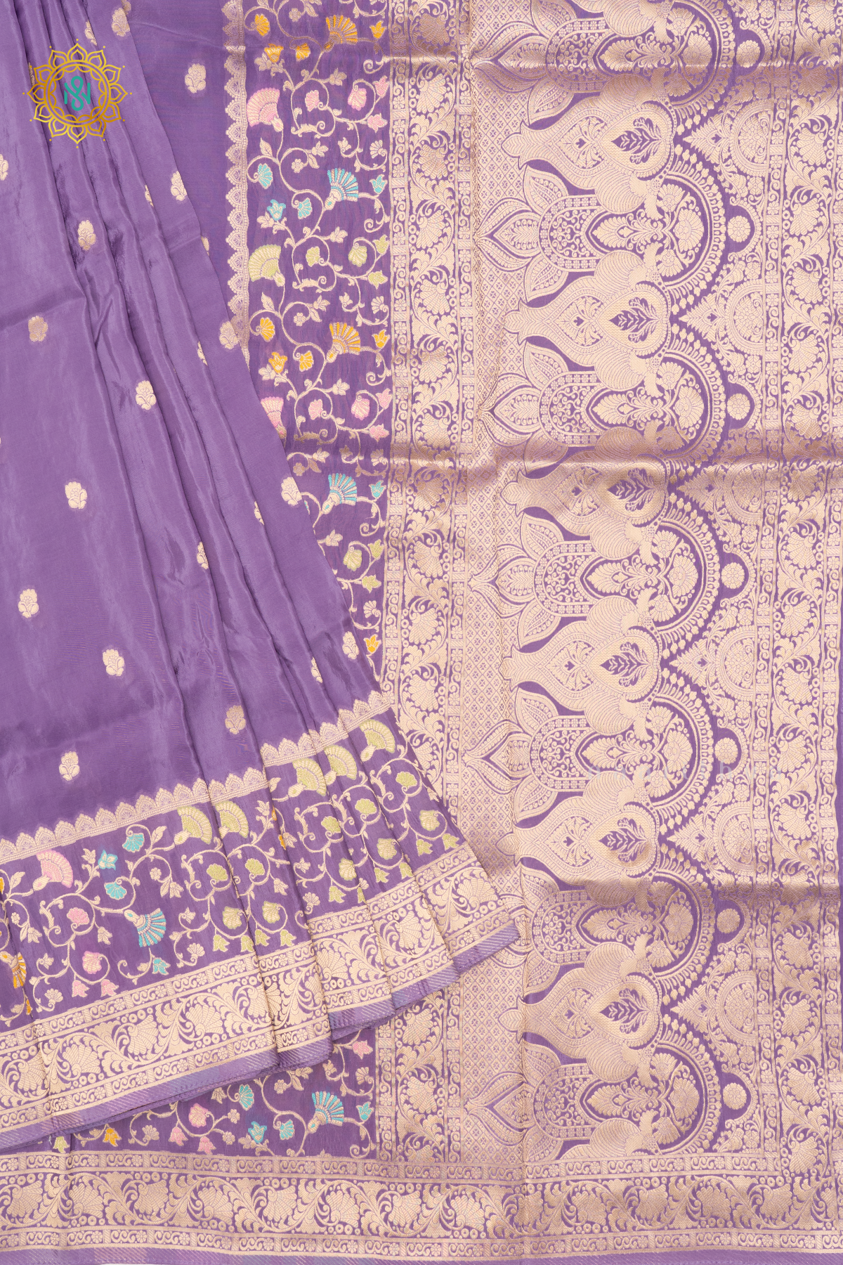 LAVENDER WITH PURPLE - SATIN CREPE