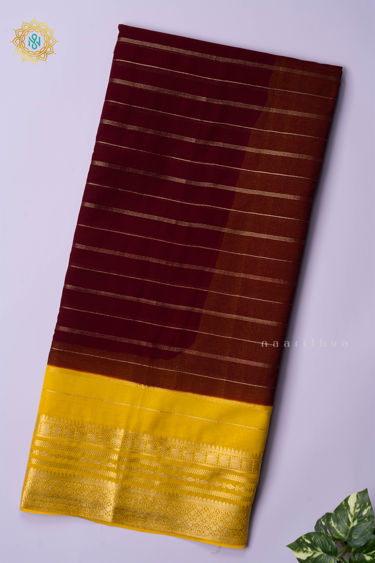 BROWN WITH YELLOW - SEMI GEORGETTE