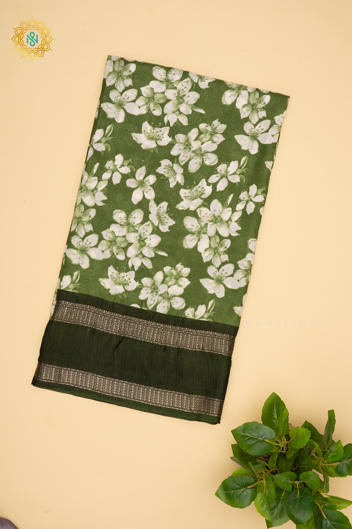 LIGHT GREEN WITH BOTTLE GREEN - SEMI GEORGETTE