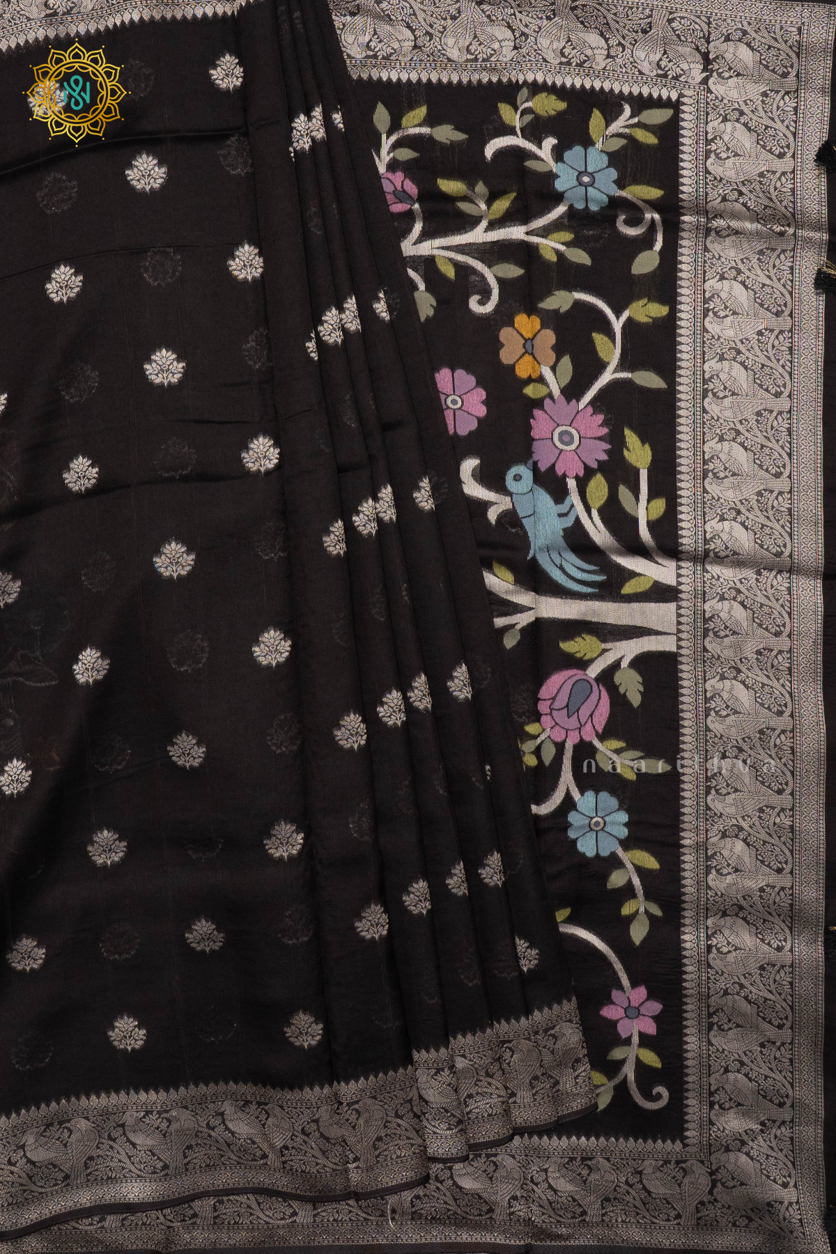 BLACK - SEMI TUSSAR SILK