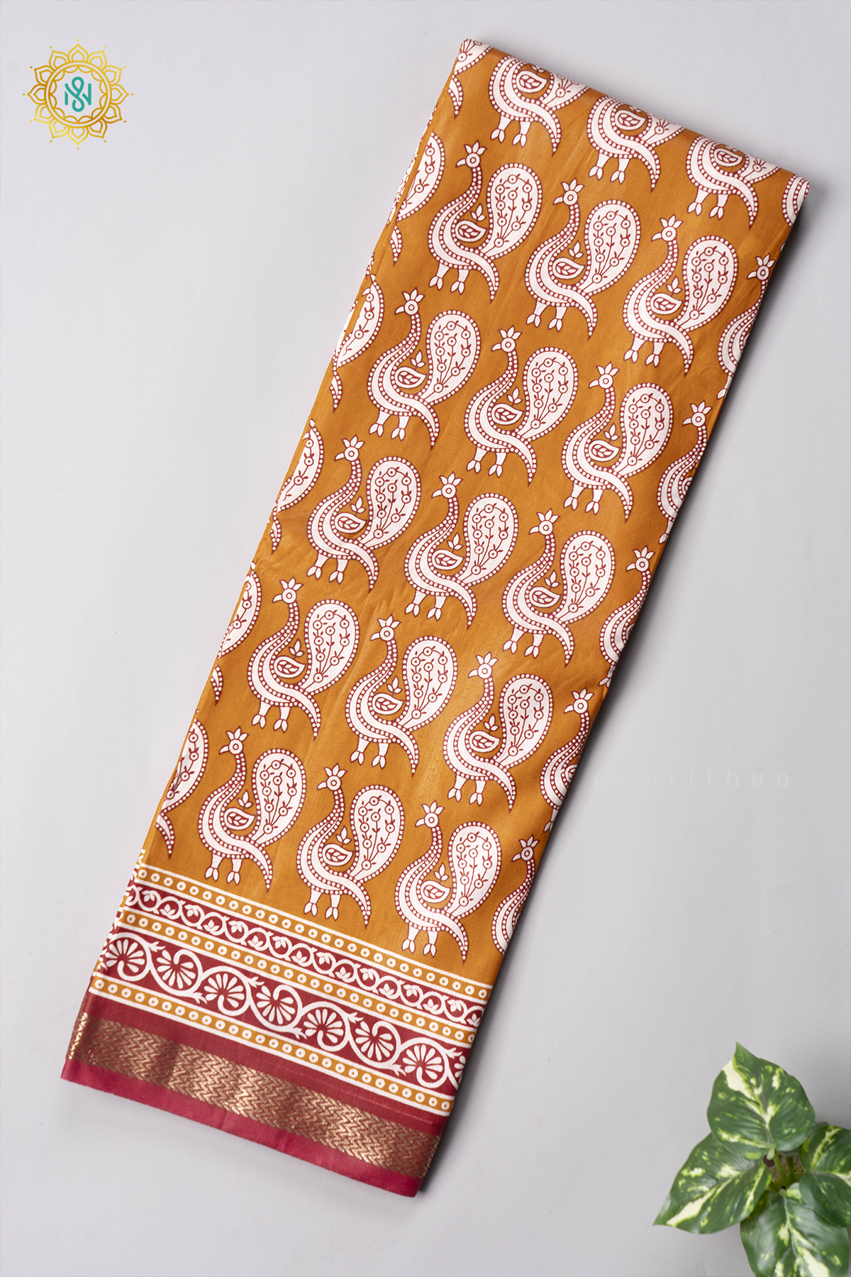 YELLOW WITH MAROON - VISCOSE COTTON