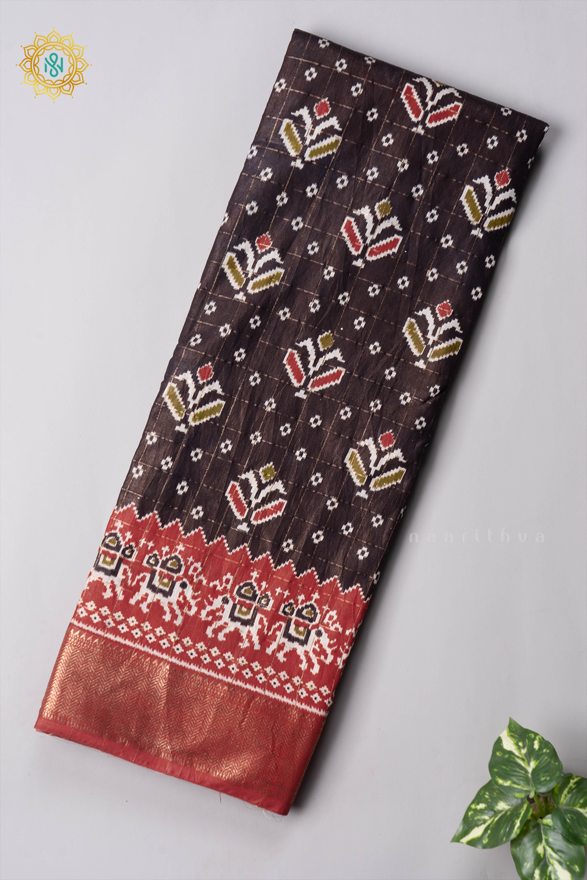 BLACK WITH RED - VISCOSE COTTON