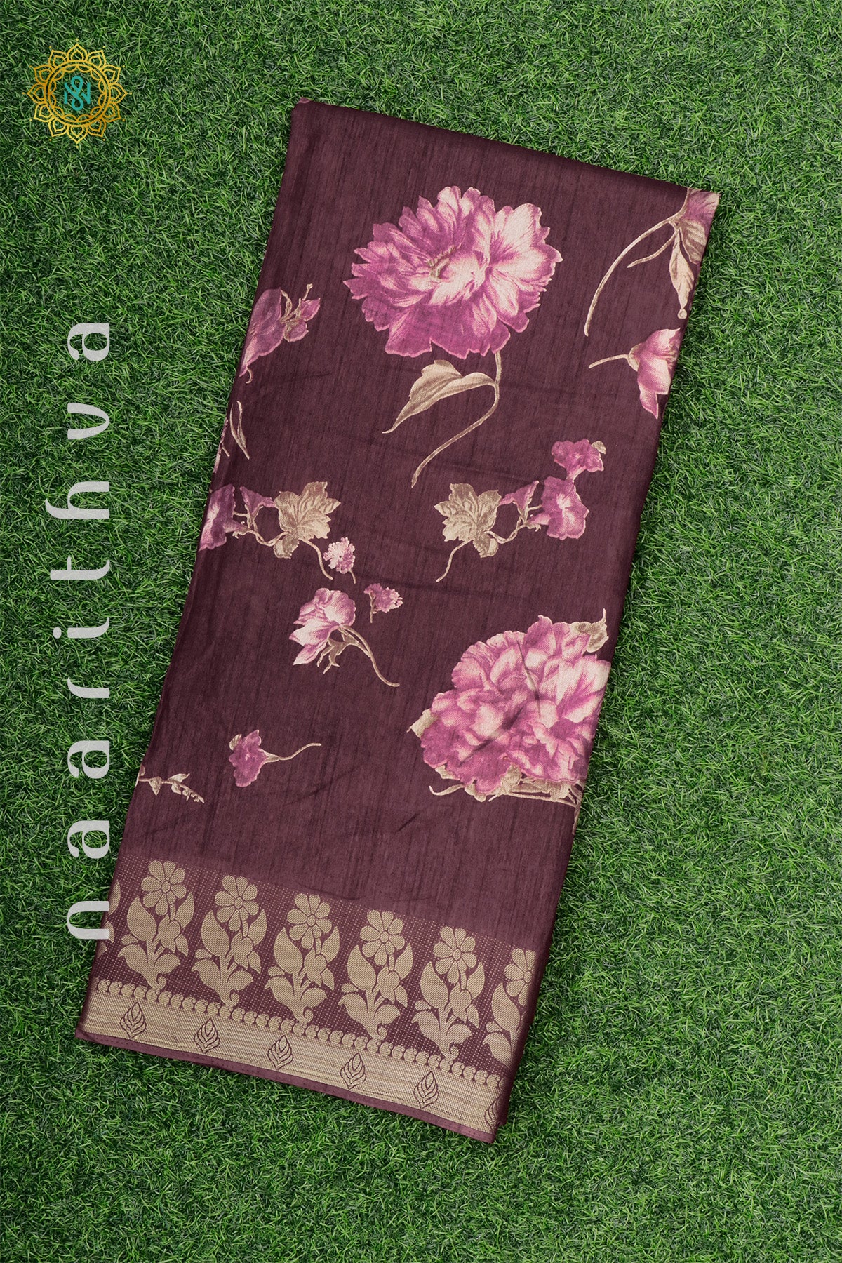 Maroon Dola Silk Saree With Printed Body And Zari Border