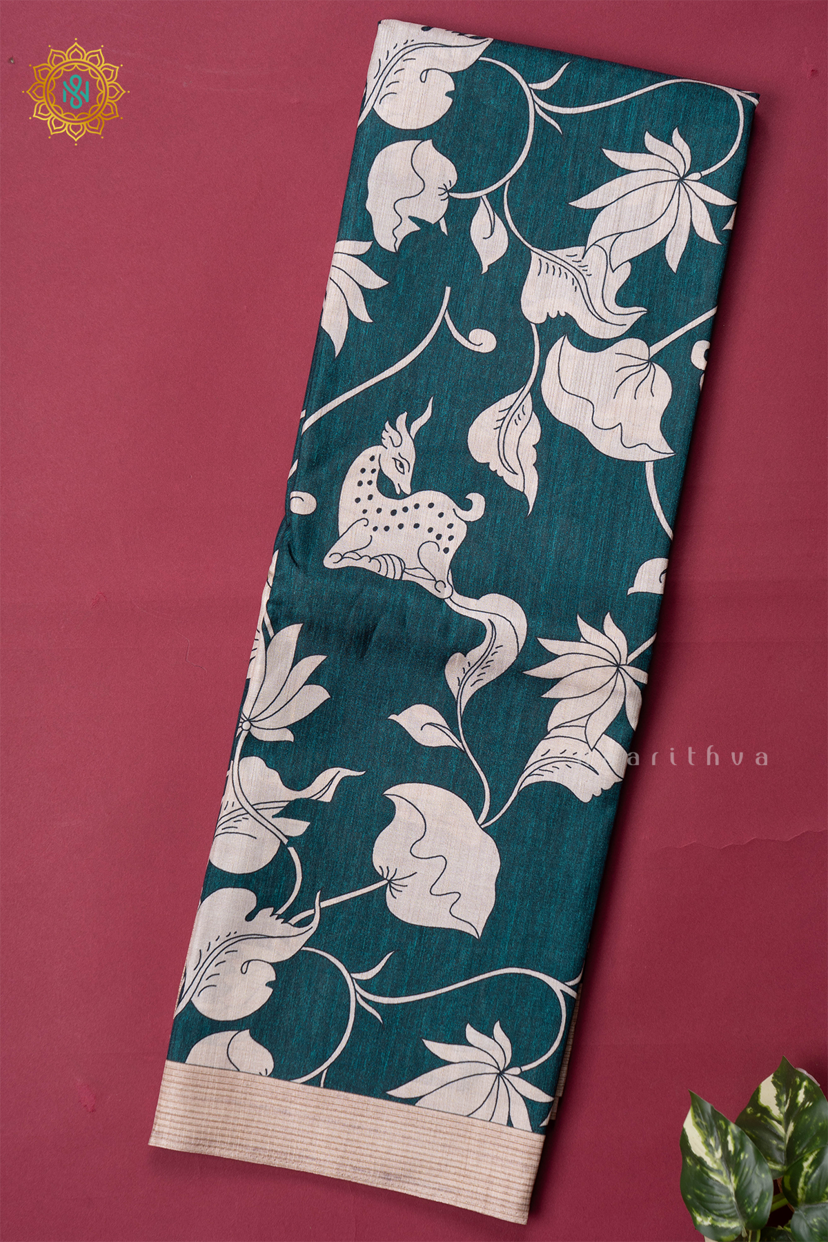 TEAL GREEN WITH OFF WHITE - KOTHA TUSSAR