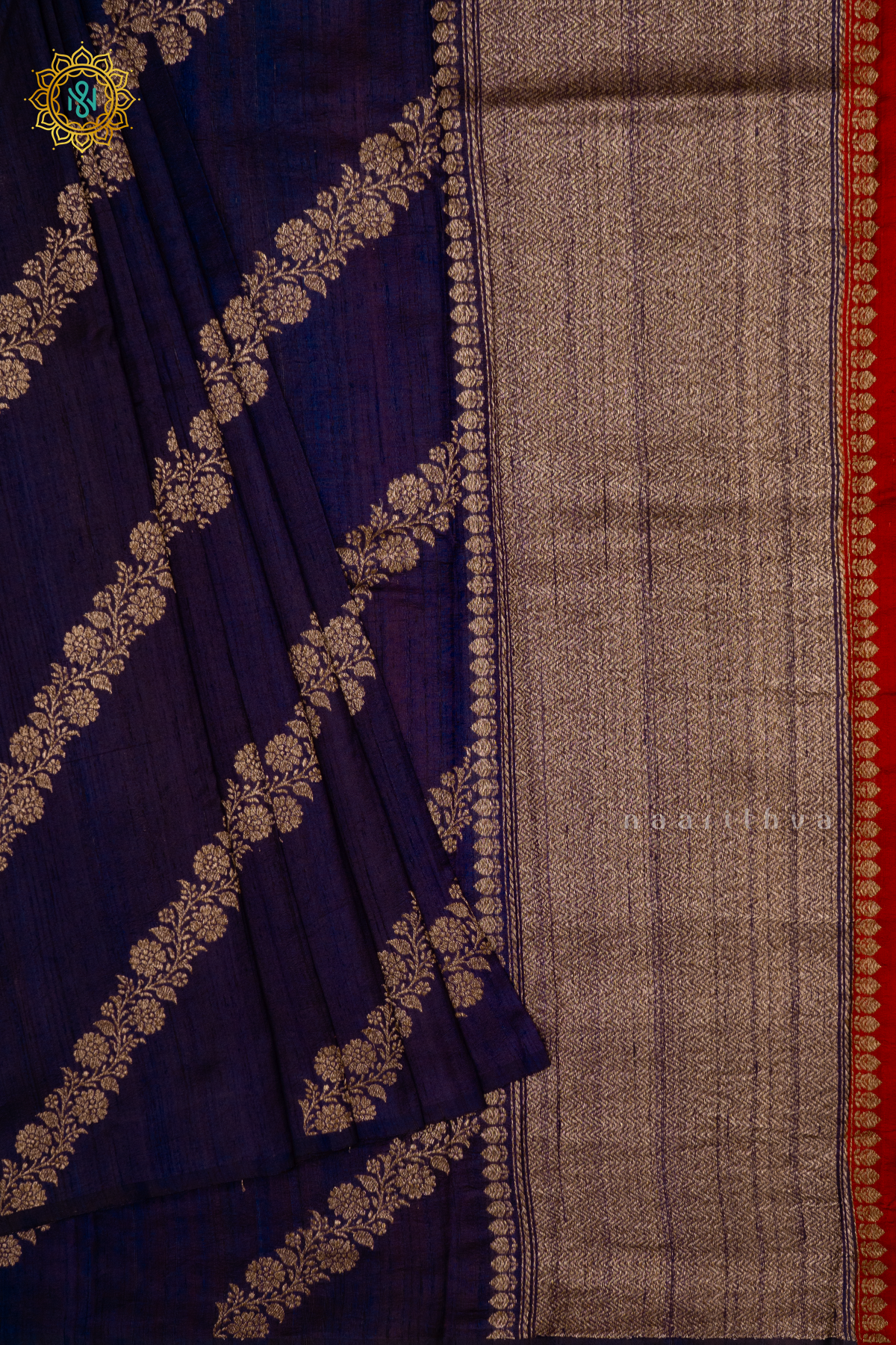 PURPLE WITH RED - PURE BANRASI RAW SILK