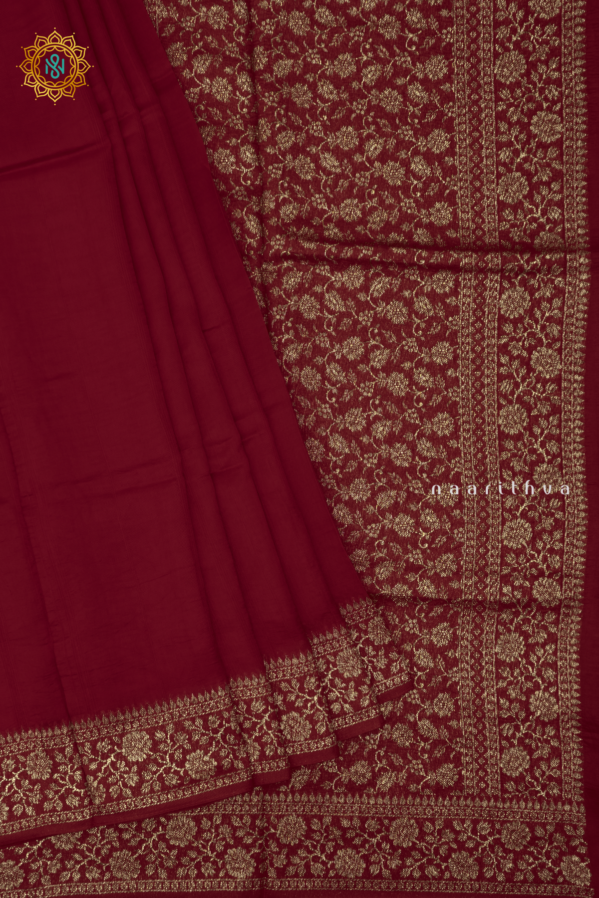 RED WITH GREEN - SEMI TUSSAR SILK